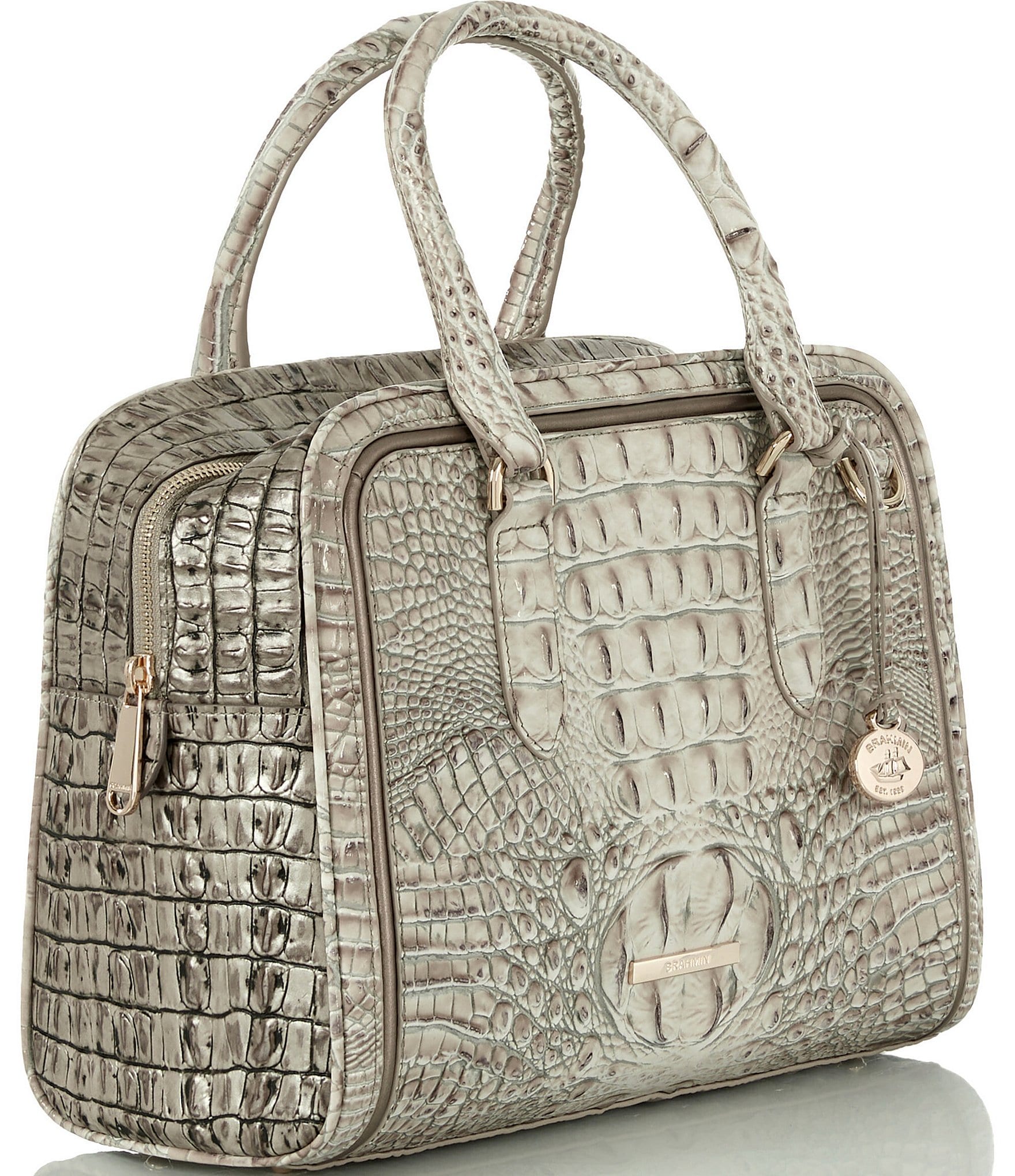 BRAHMIN Breakwater Collection Fairest Grey Marissa Satchel Bag