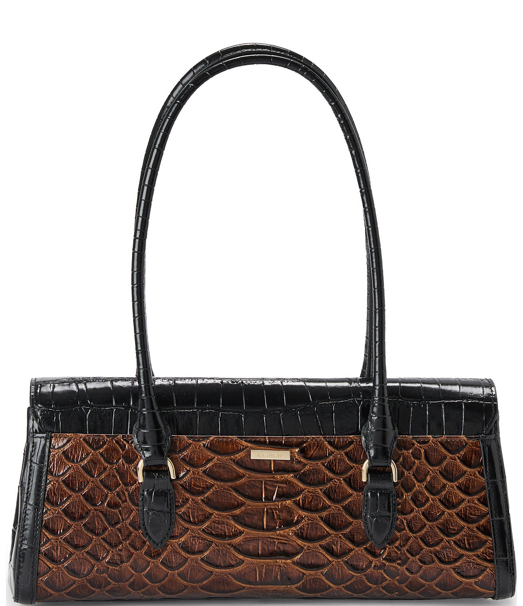BRAHMIN Brunswick Collection Multi Dayan Turnlock Croc Satchel Bag
