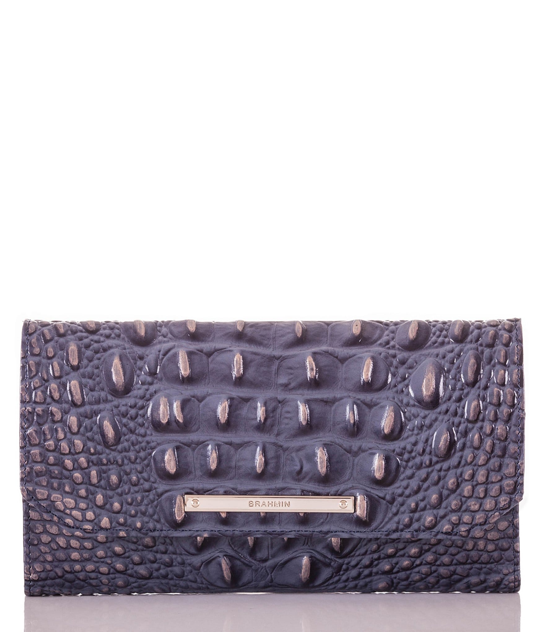 Brahmin Melbourne Collection Crocodile-Embossed Soft Checkbook Wallet | Dillards