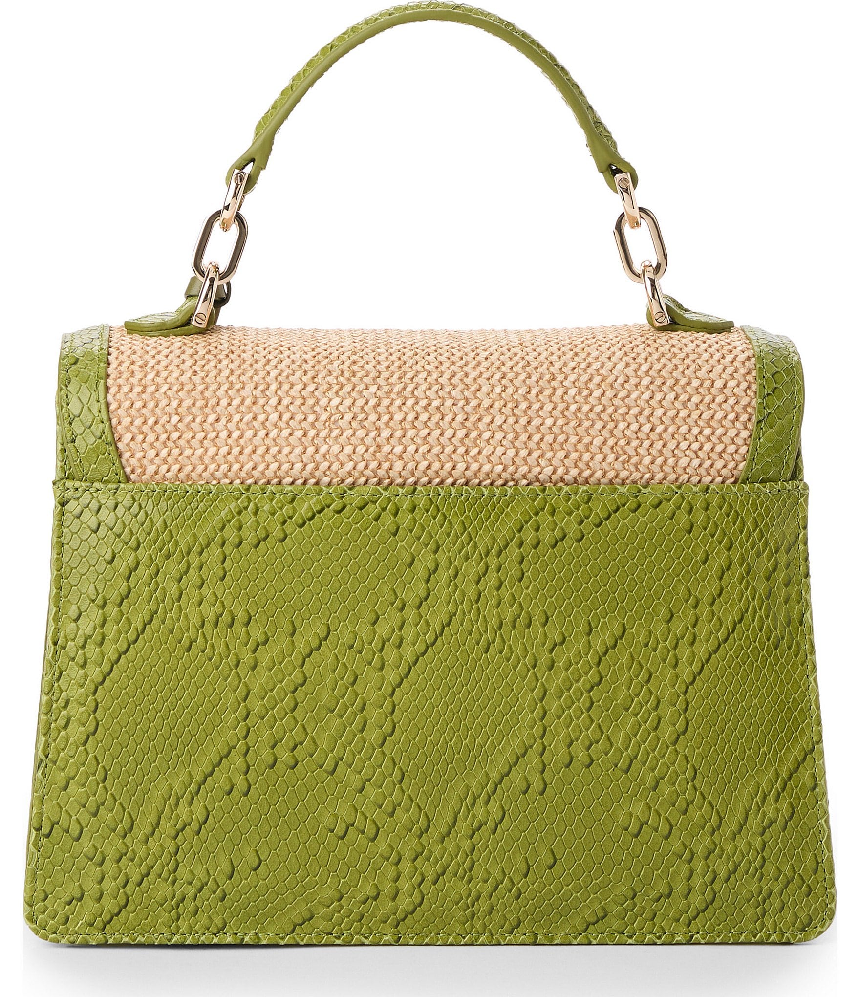 BRAHMIN Flora Collection Small Hallie 3D Floral Applique Raffia Satchel Bag