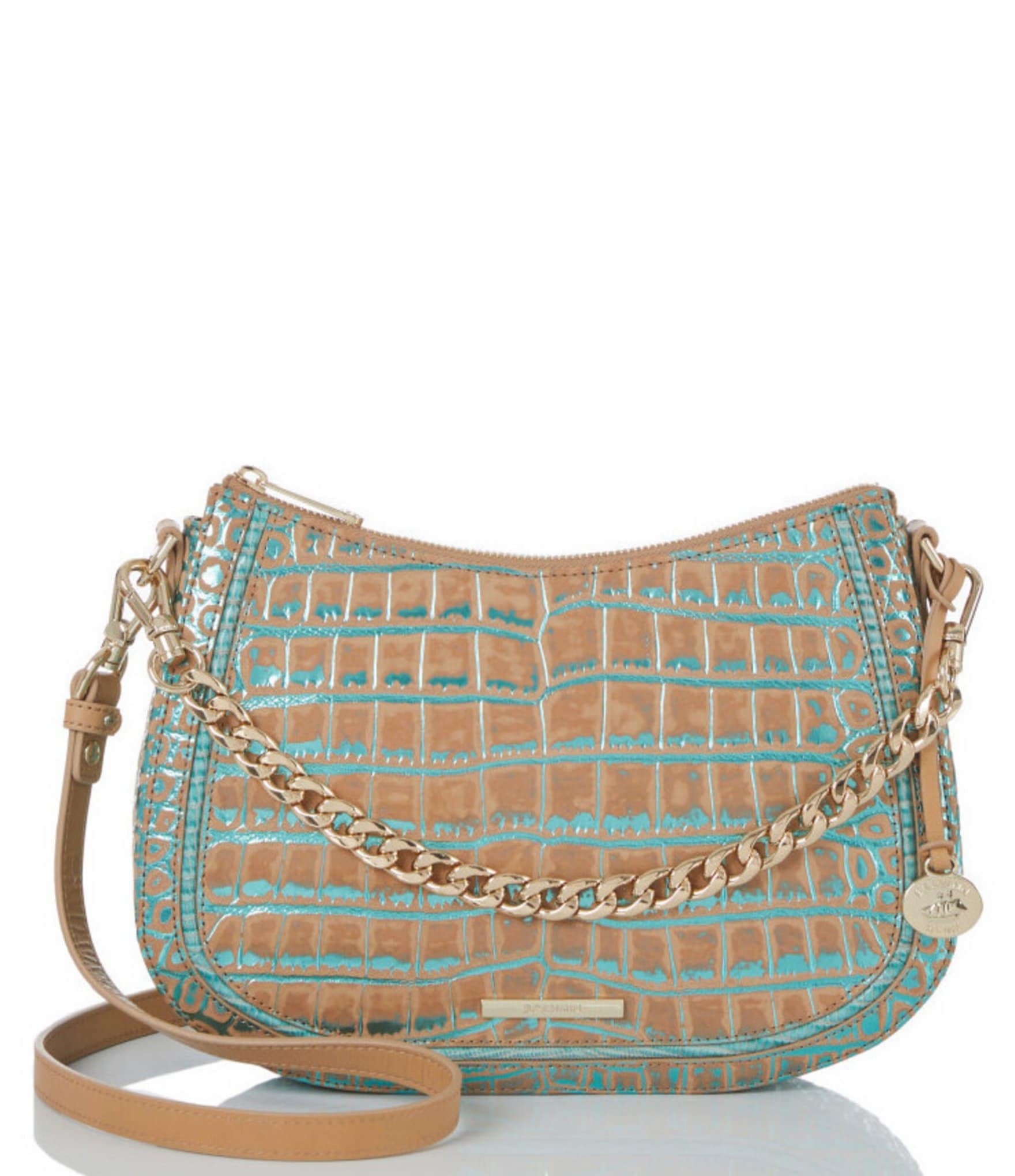 BRAHMIN Fremont Collection Shayna Mineral Blue Crossbody Bag