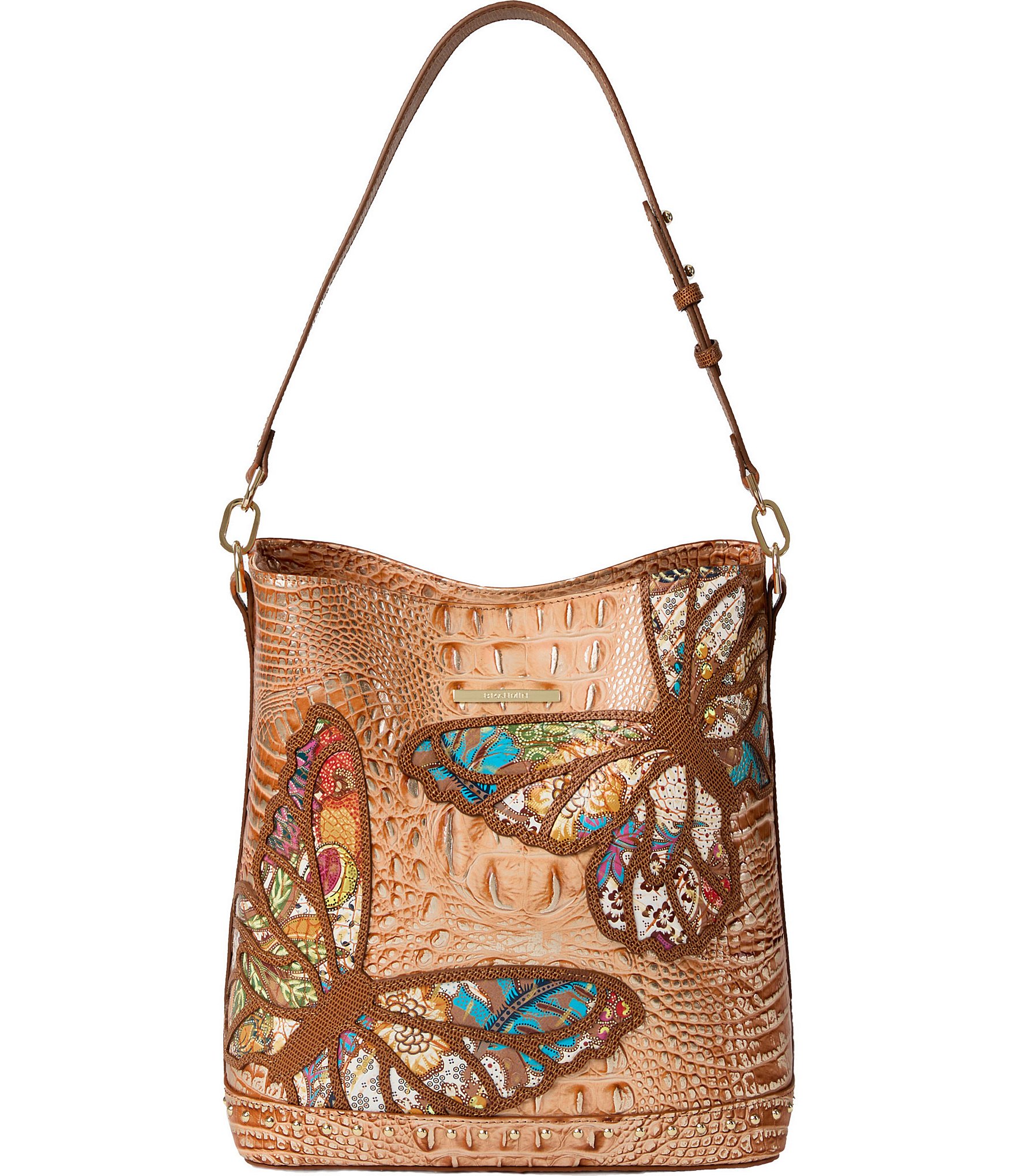 BRAHMIN Gala Collection Honey Brown Celina Bucket Bag