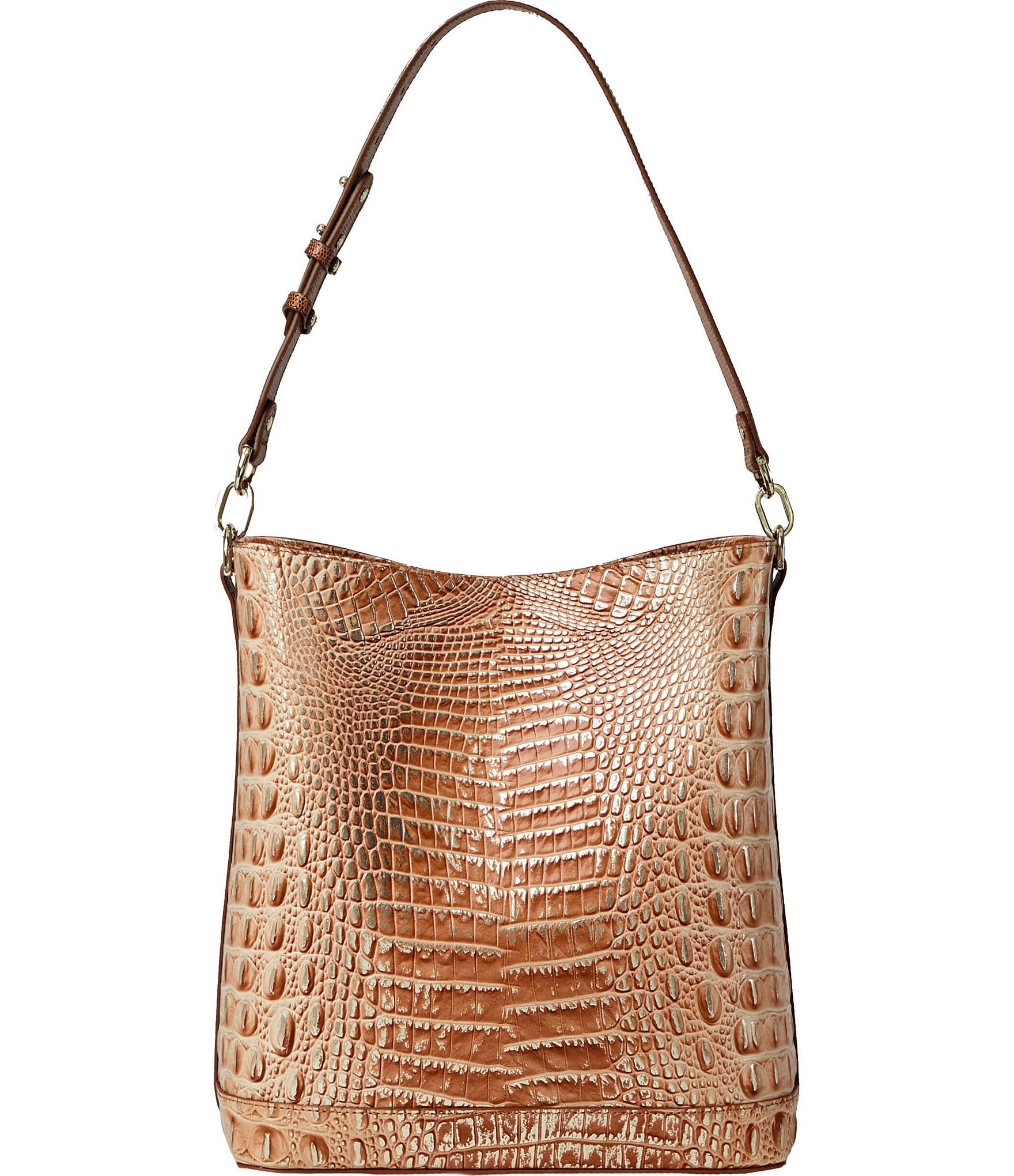 BRAHMIN Gala Collection Honey Brown Celina Bucket Bag