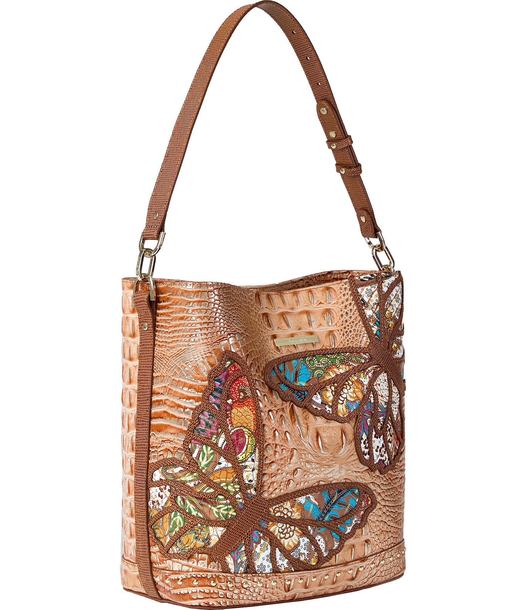 BRAHMIN Gala Collection Honey Brown Celina Bucket Bag