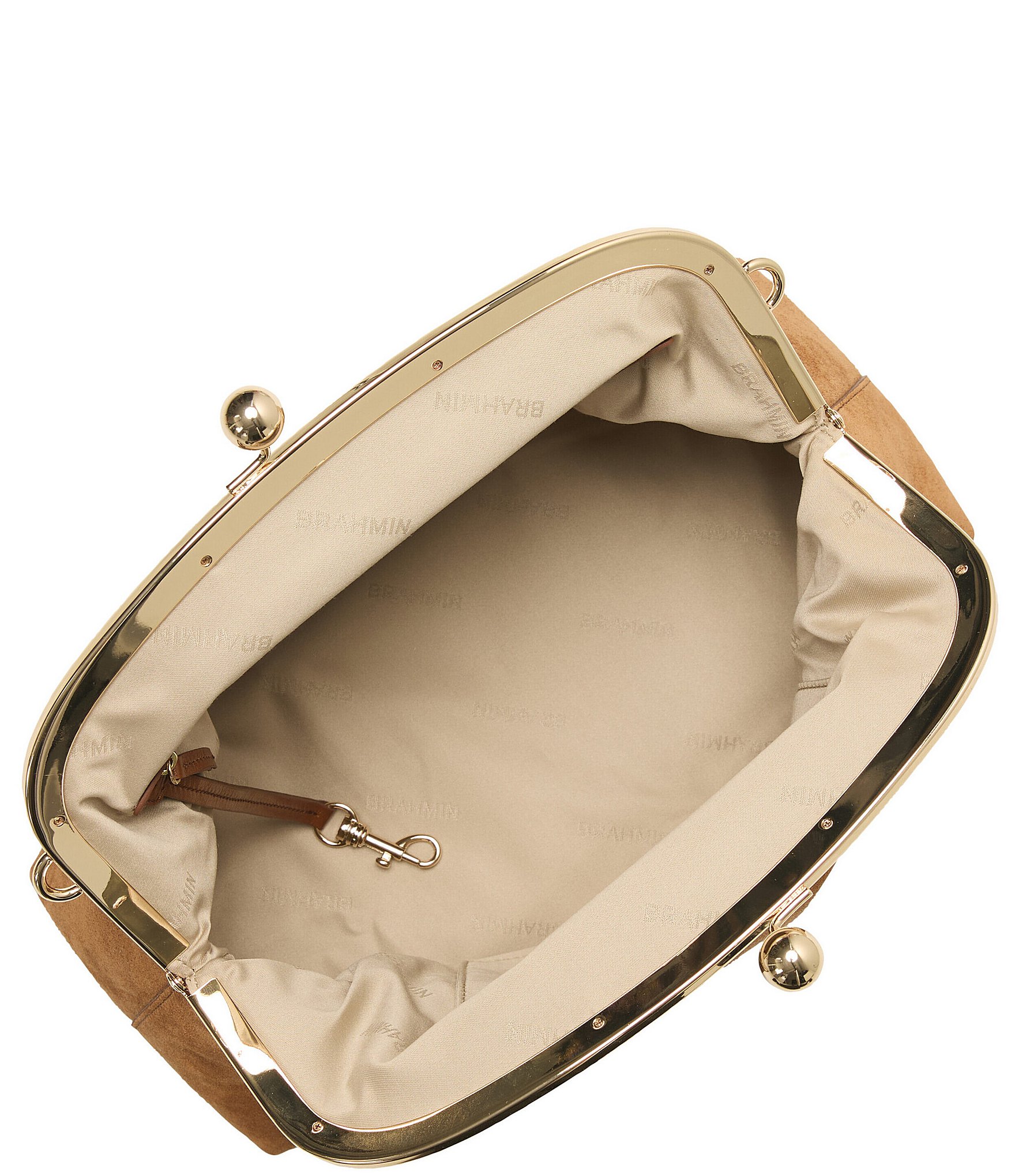 BRAHMIN Grassland Collection Christine Large Leather Kisslock Clutch