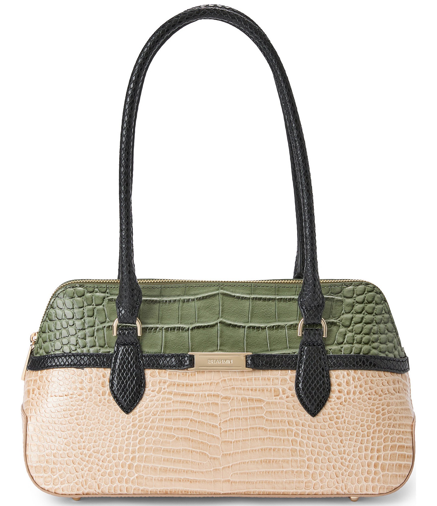BRAHMIN Hawthorn Collection Jennifer Multi Buckle Satchel Bag