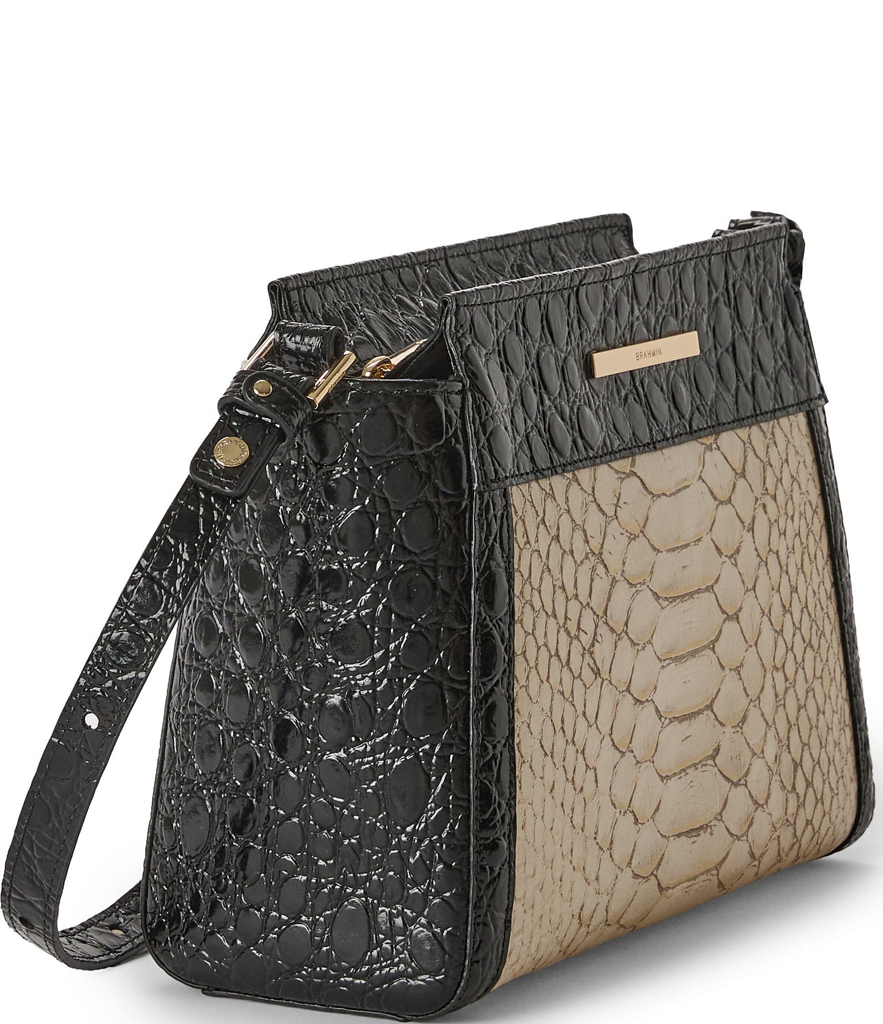 BRAHMIN Hillary Breckenridge Collection Multi Croc Snake Embossed Crossbody Bag