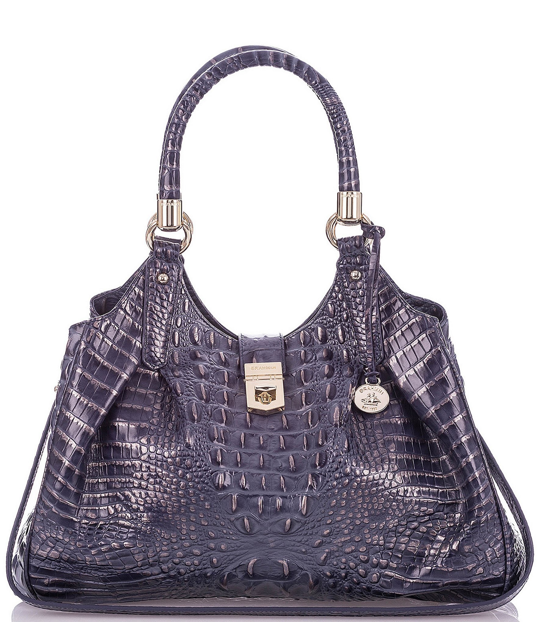 Brahmin Melbourne Collection Elisa Crocodile-Embossed Hobo Bag | Dillards