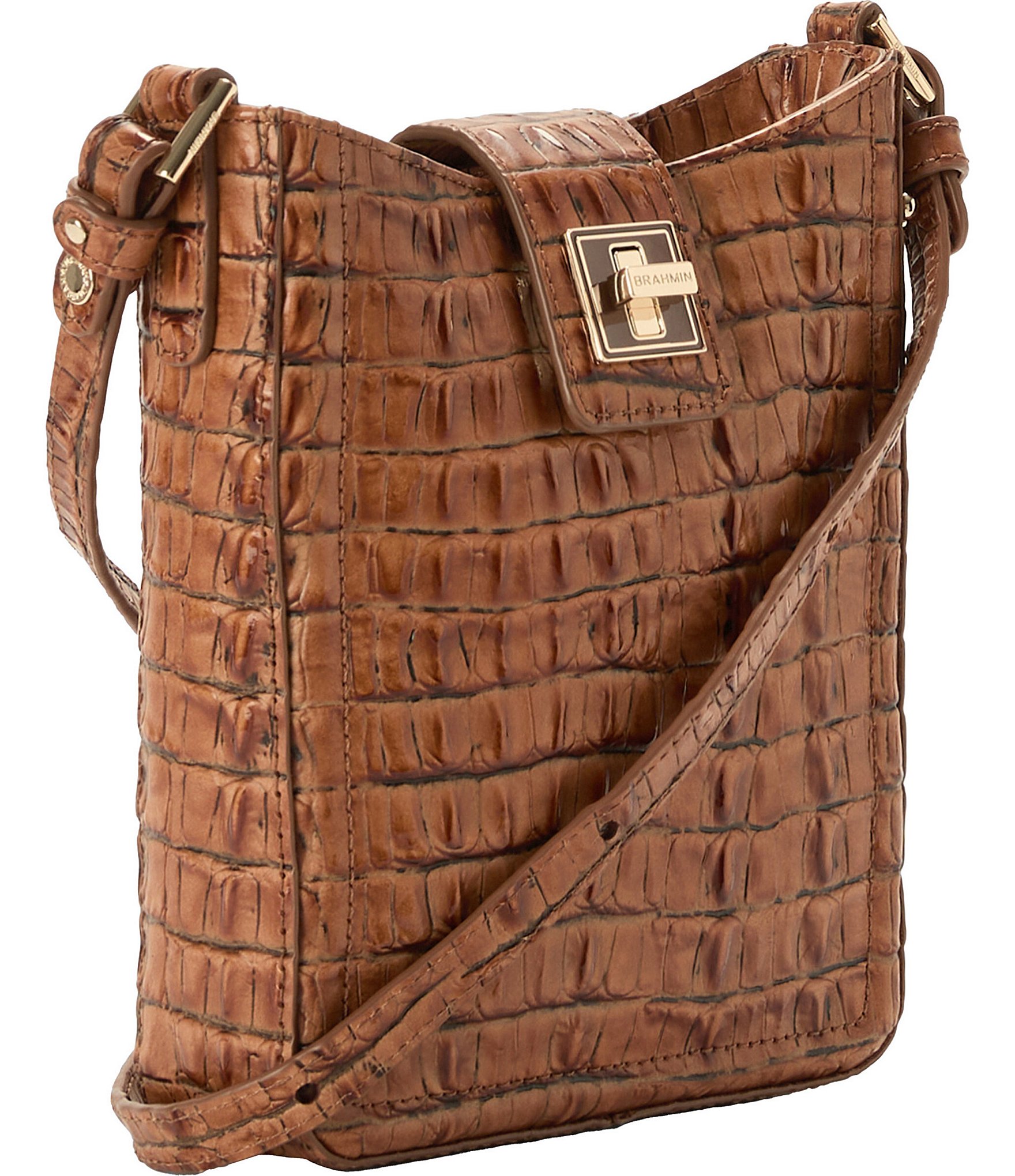 BRAHMIN Leontyne Collection Luggage Brown Marley Crossbody Bag