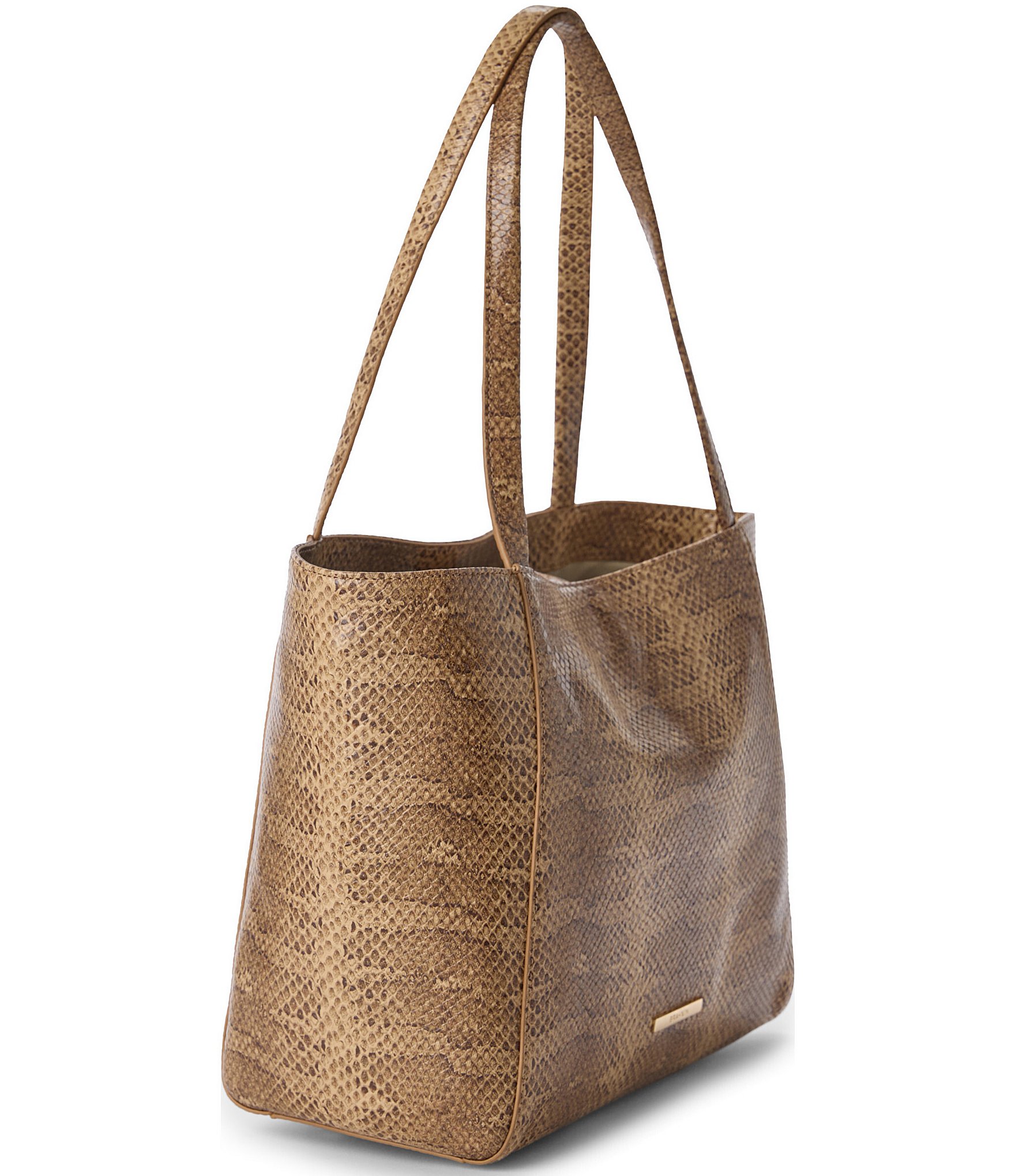 BRAHMIN Light Pecan Bonaire Collection Snake Print Mona Tote Bag