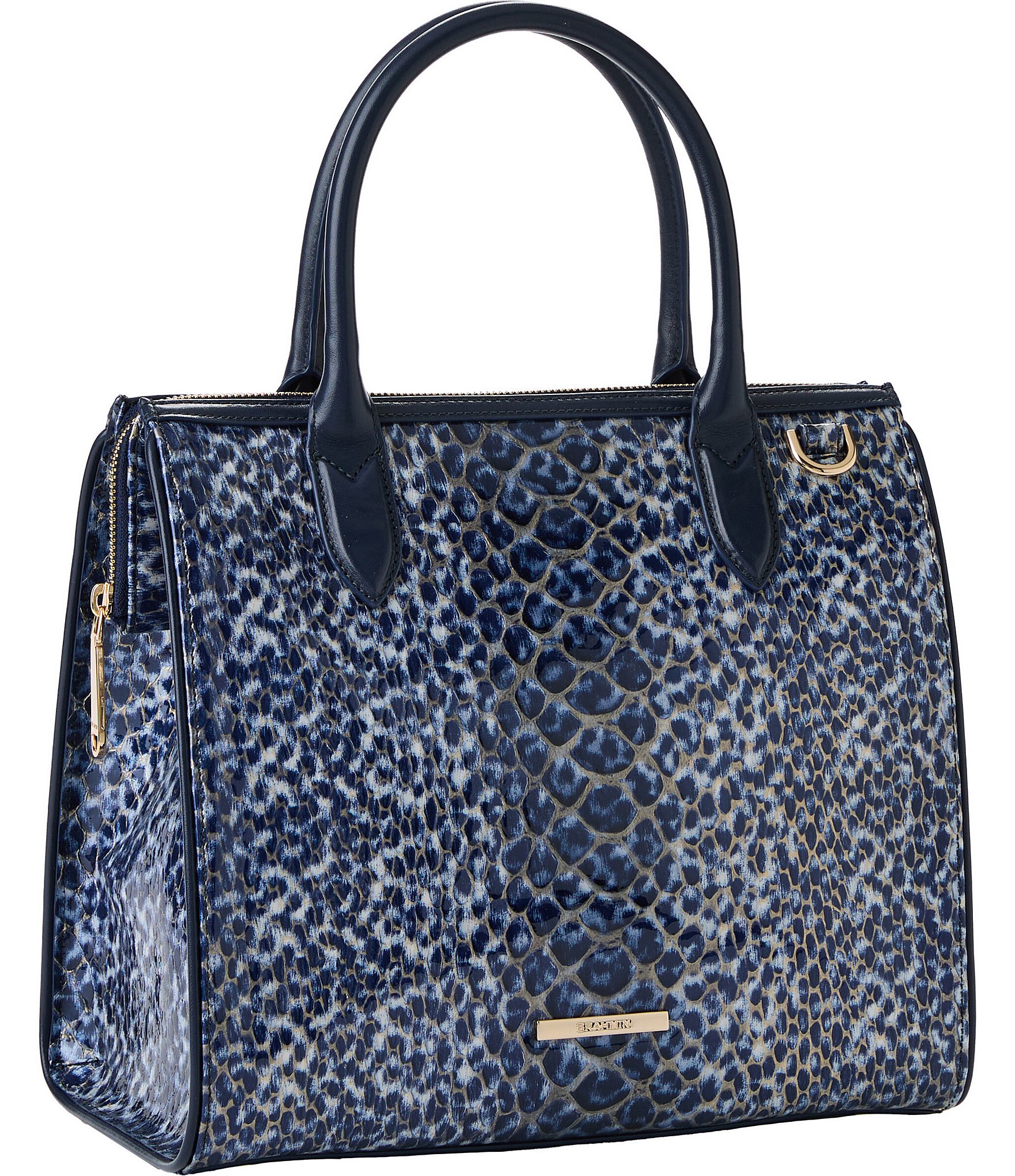 BRAHMIN Meadowport Collection Navy Caroline Satchel Bag