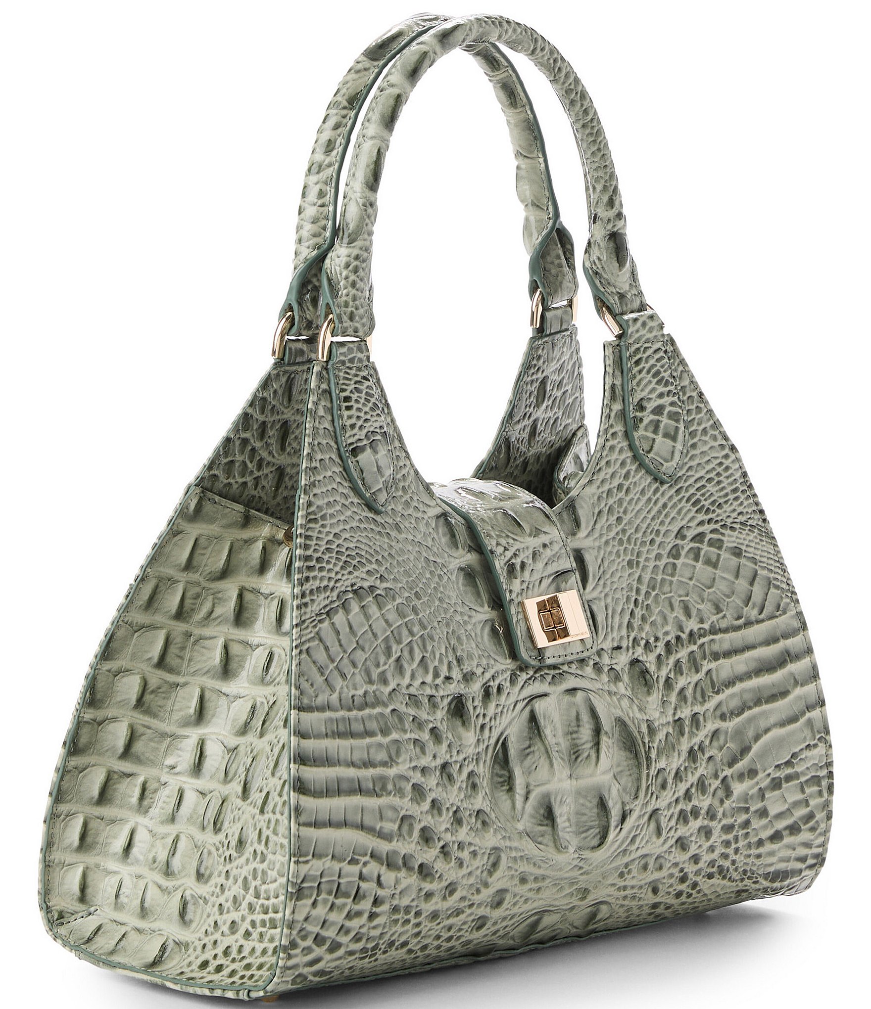 BRAHMIN Melbourne Collection Adrian Softgrass Turnlock Satchel Bag