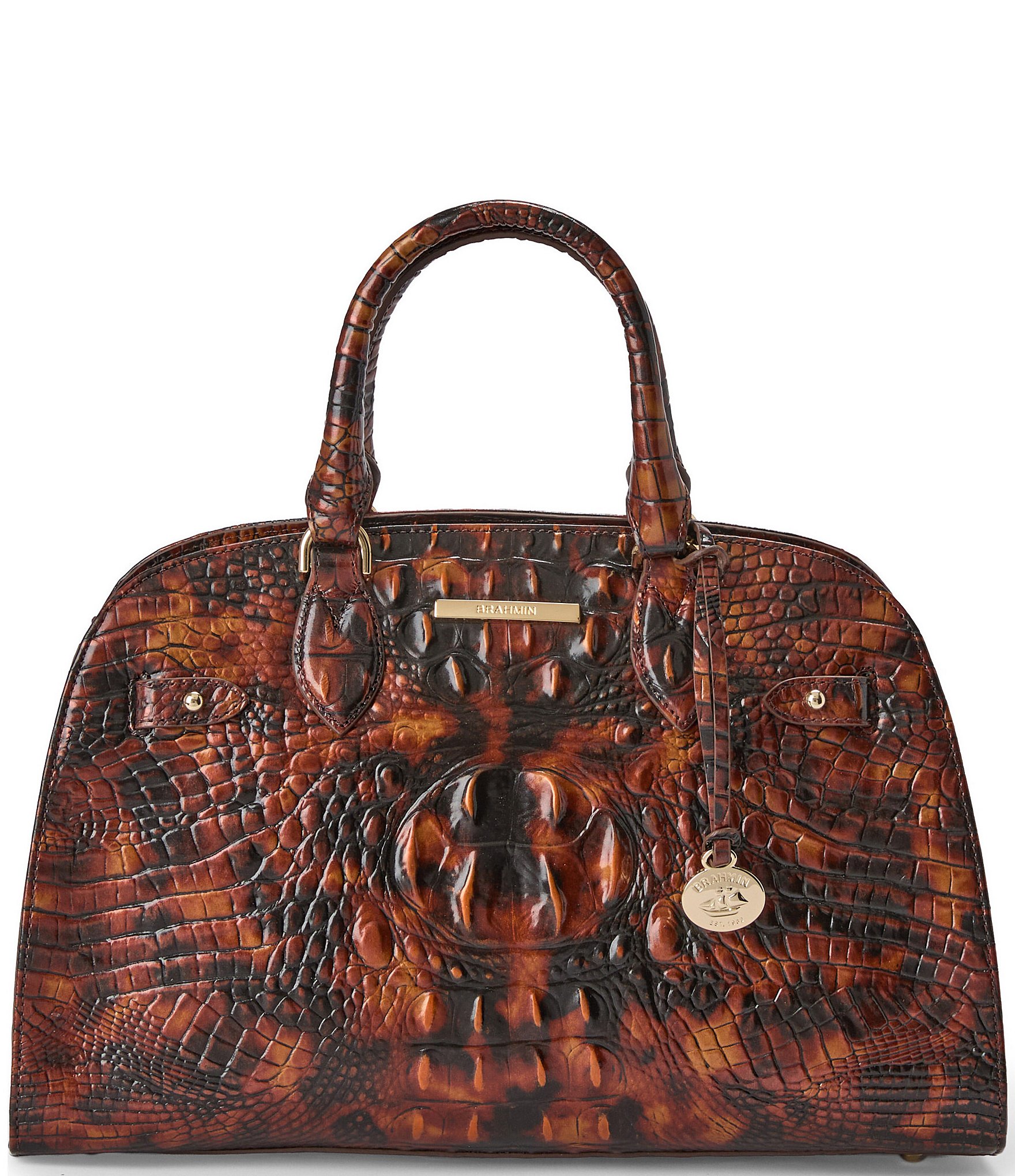 BRAHMIN Melbourne Collection Angelina Tortoise Shell Satchel Bag