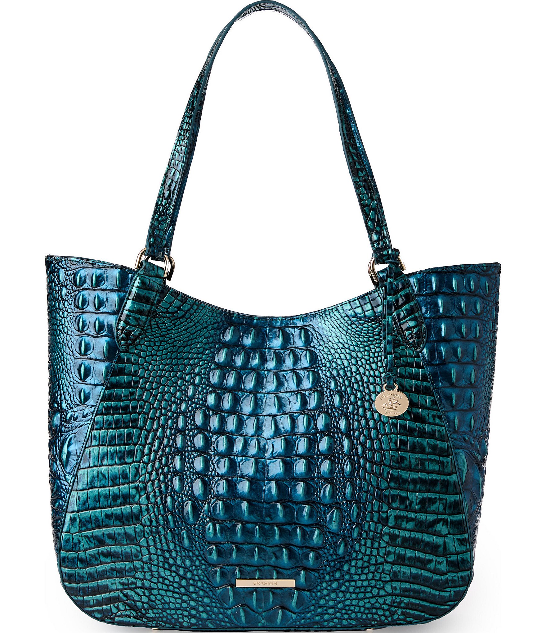 BRAHMIN Melbourne Collection Blue Patina Aliza Tote Bag