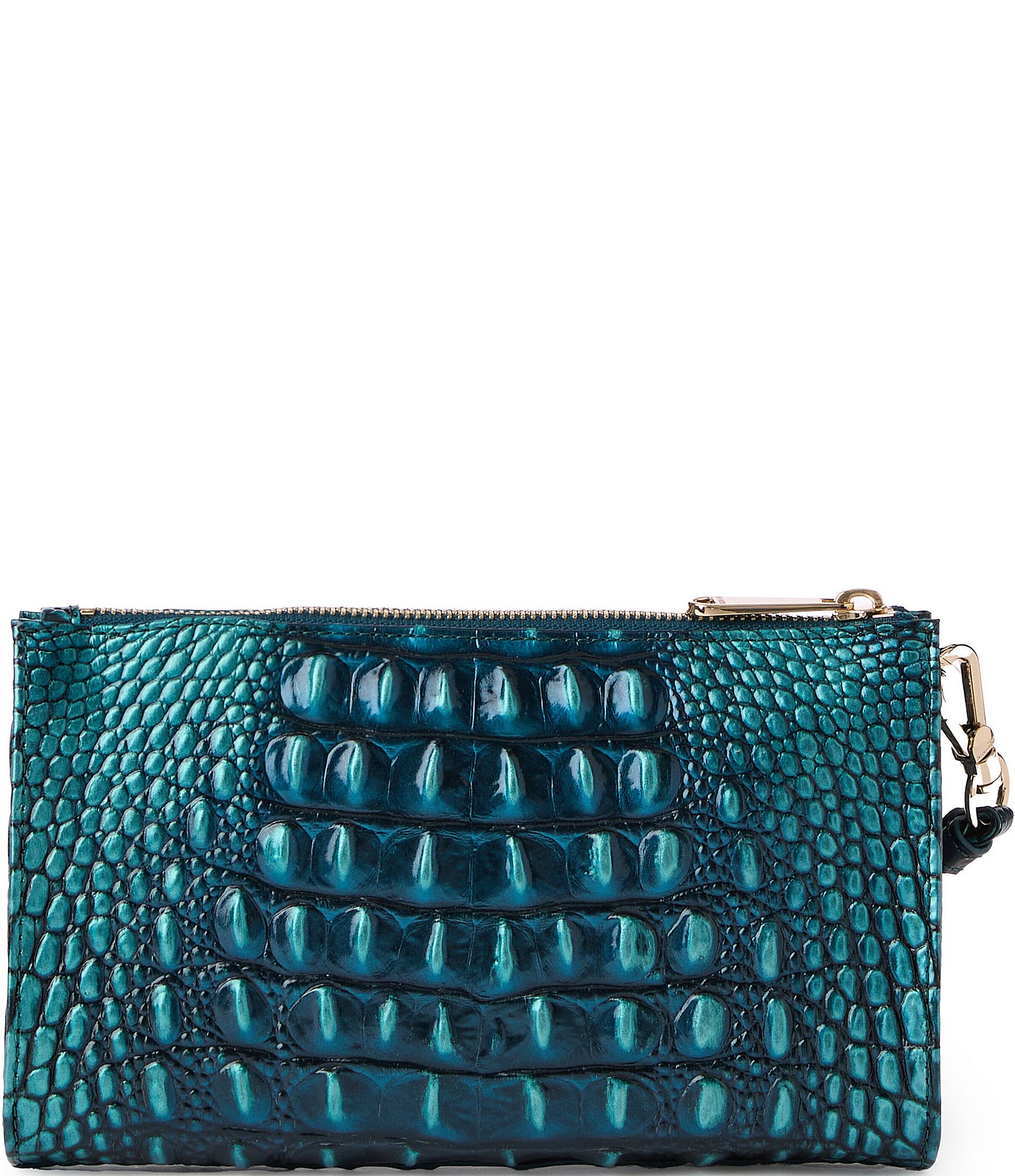 BRAHMIN Melbourne Collection Blue Patina Daisy Wristlet