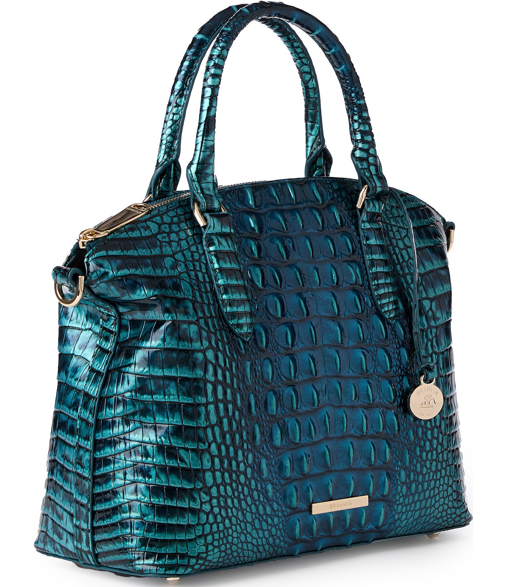 BRAHMIN Melbourne Collection Blue Patina Duxbury Satchel Bag