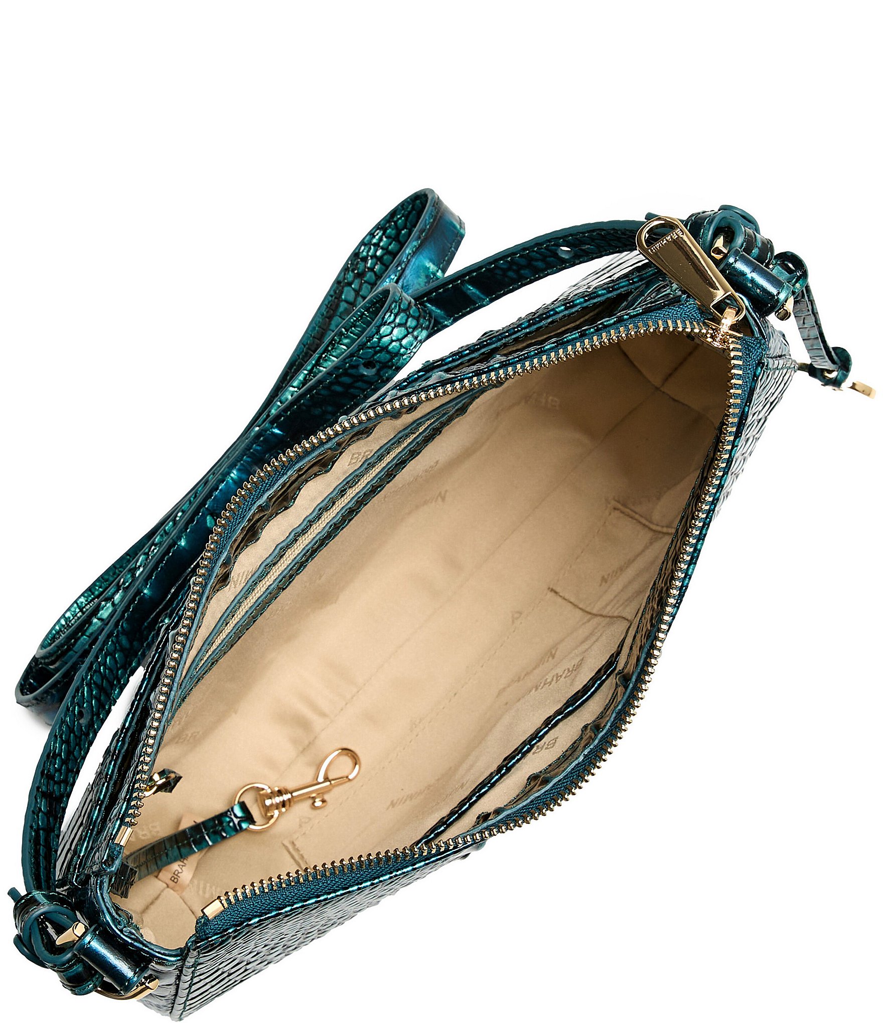 BRAHMIN Melbourne Collection Blue Patina Shayna Crossbody Bag