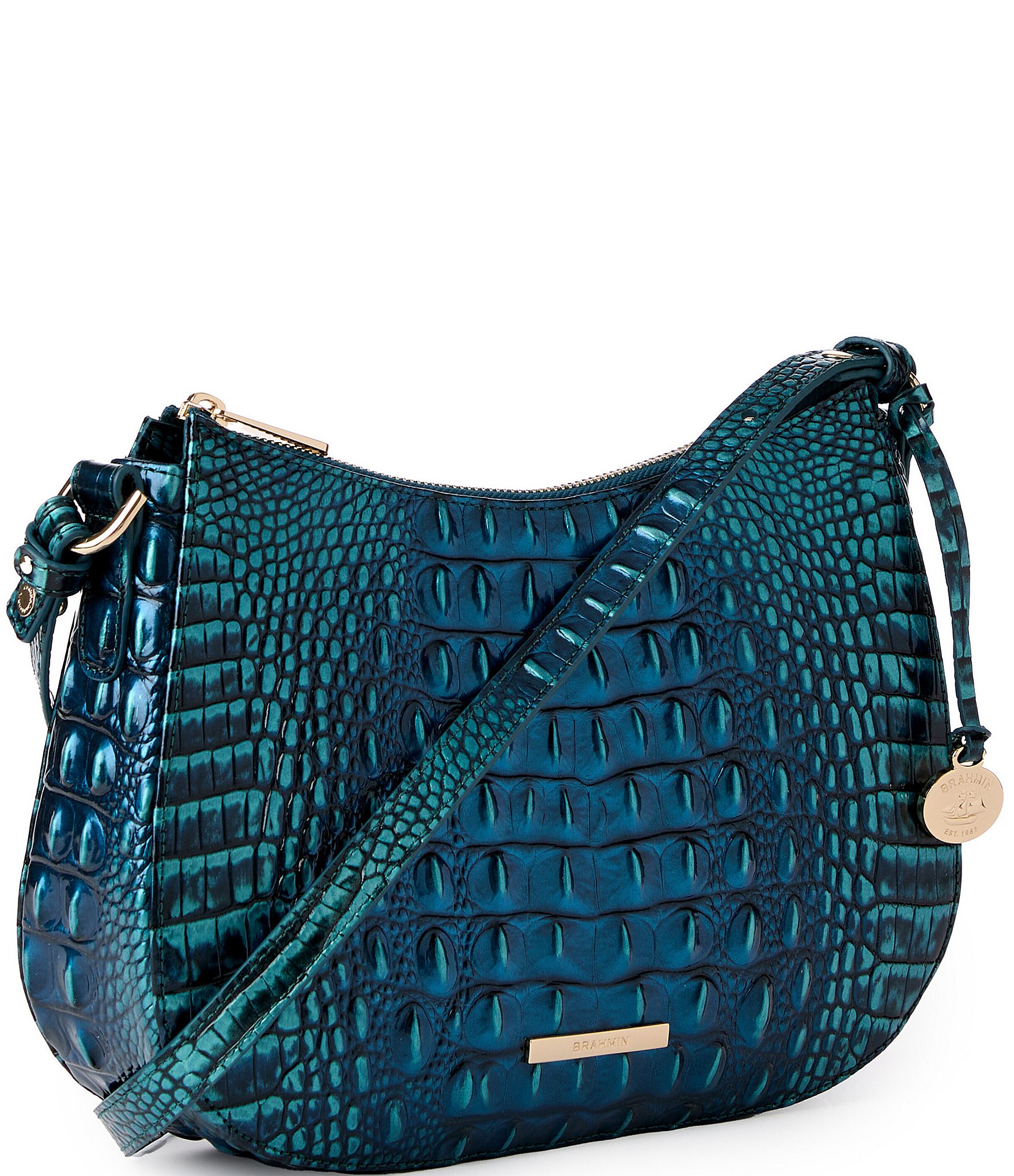 BRAHMIN Melbourne Collection Blue Patina Shayna Crossbody Bag