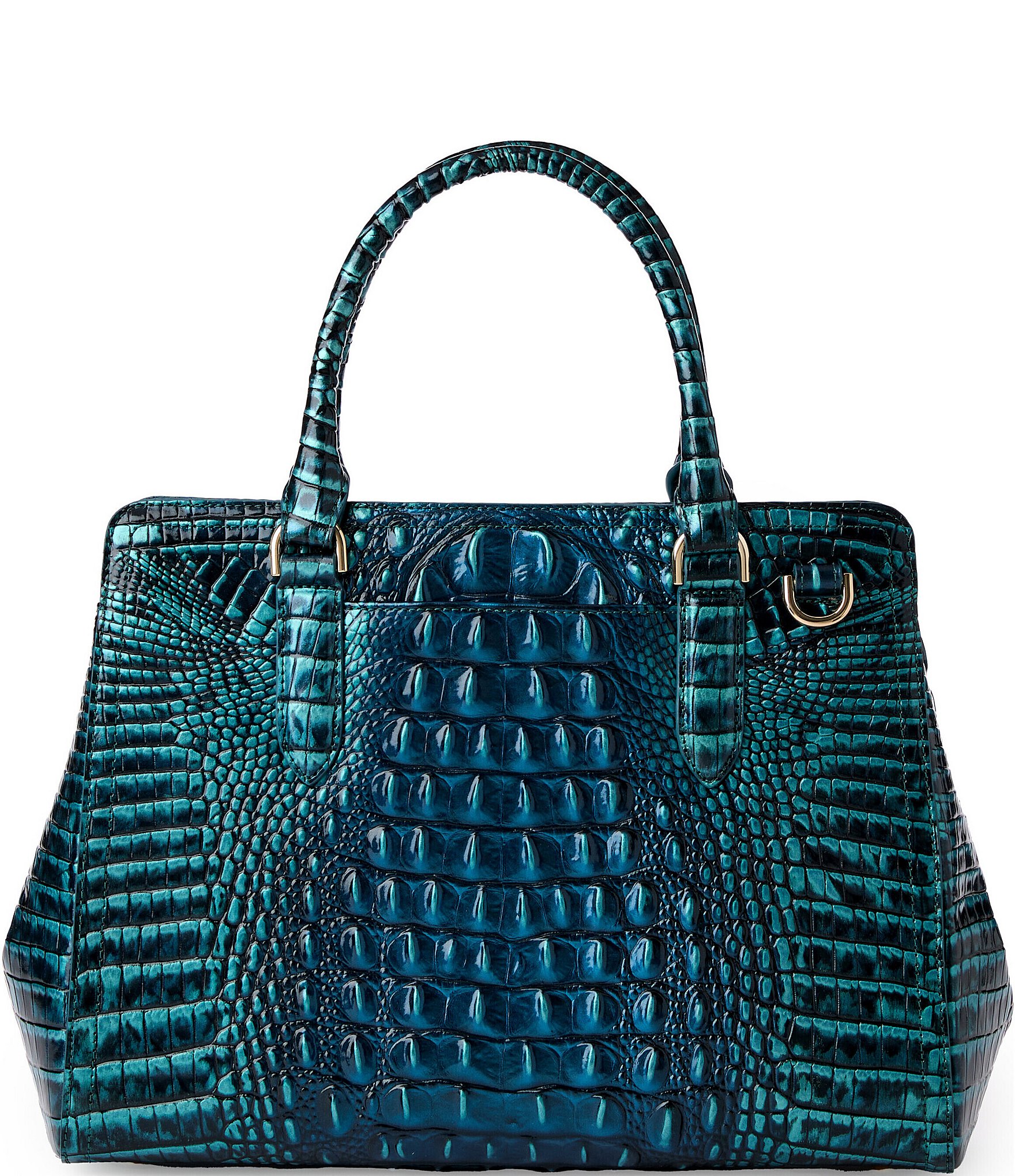 BRAHMIN Melbourne Collection Blue Patina Small Finley Carryall Satchel Bag