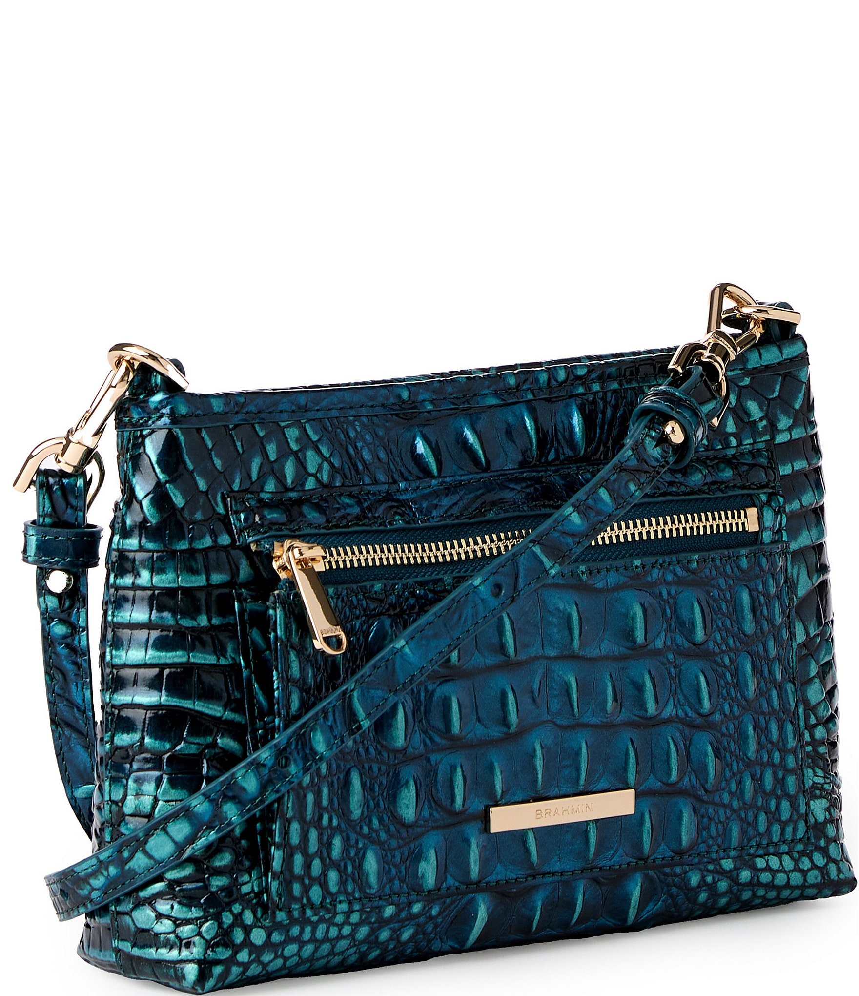 BRAHMIN Melbourne Collection Blue Patina Vida Crossbody Bag