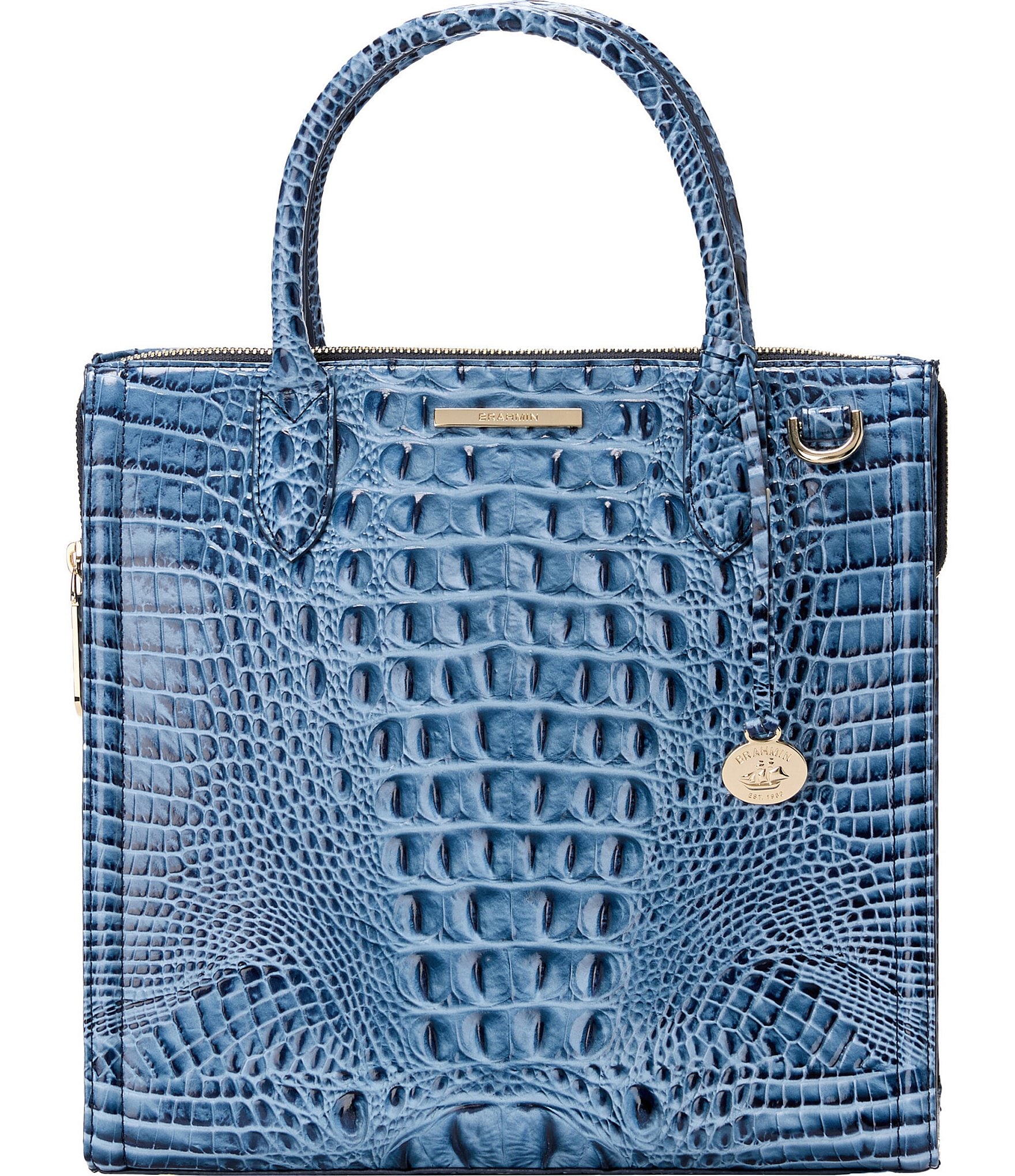 BRAHMIN Melbourne Collection Blue Serenade Caroline Satchel Bag