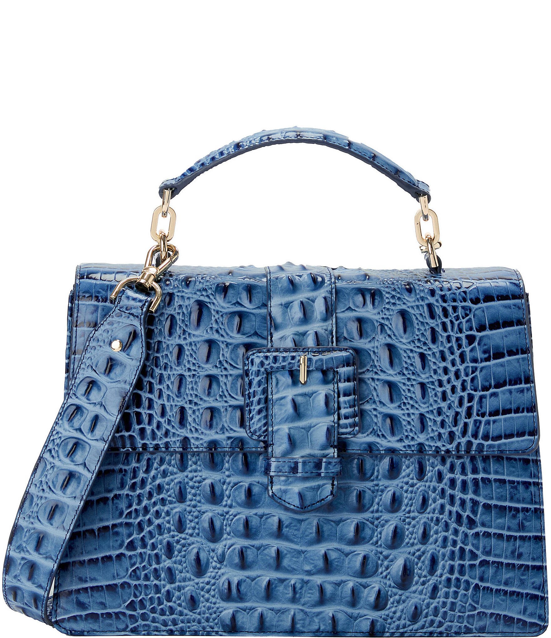 BRAHMIN Melbourne Collection Blue Serenade Hallie Satchel Bag