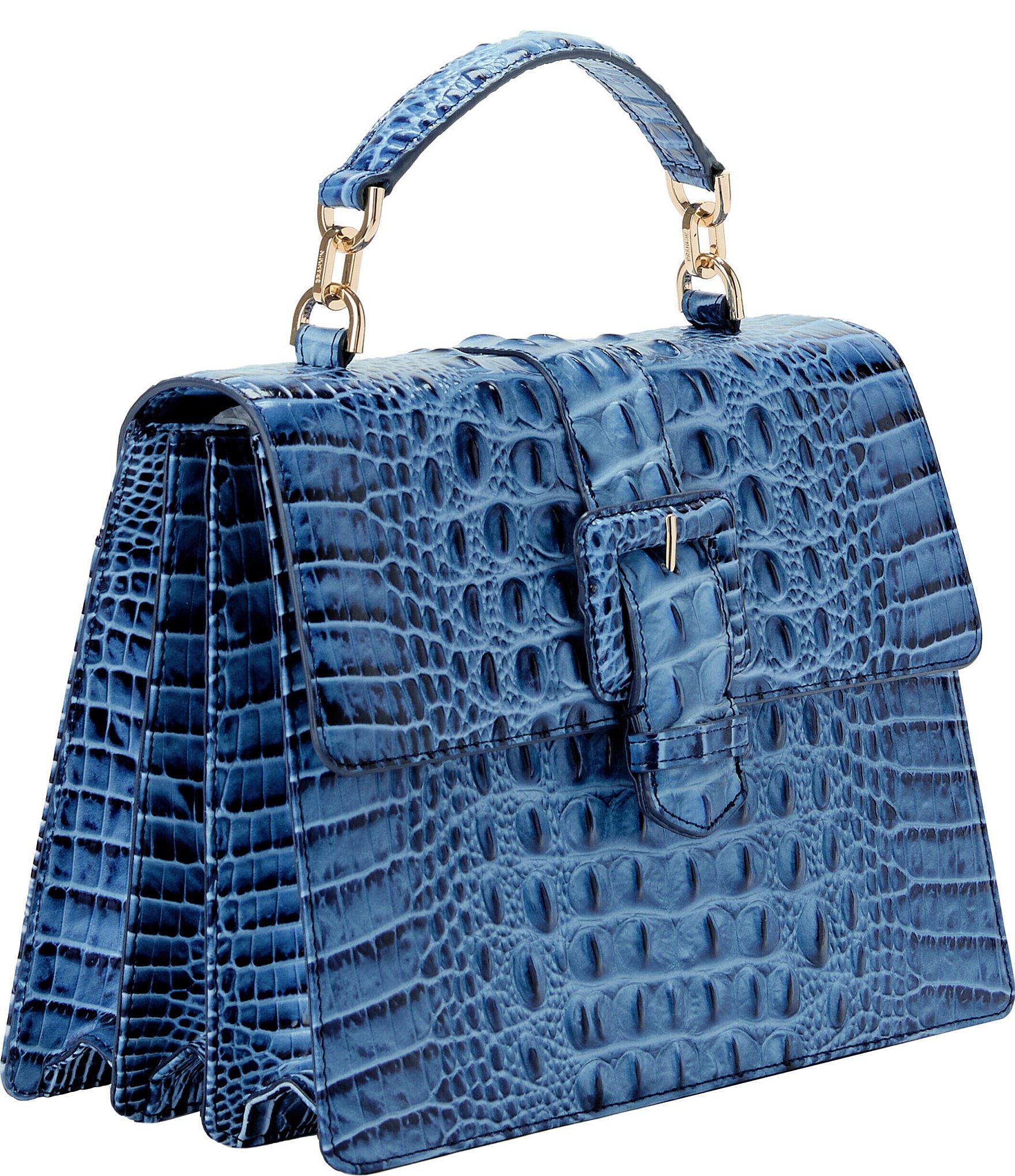 BRAHMIN Melbourne Collection Blue Serenade Hallie Satchel Bag