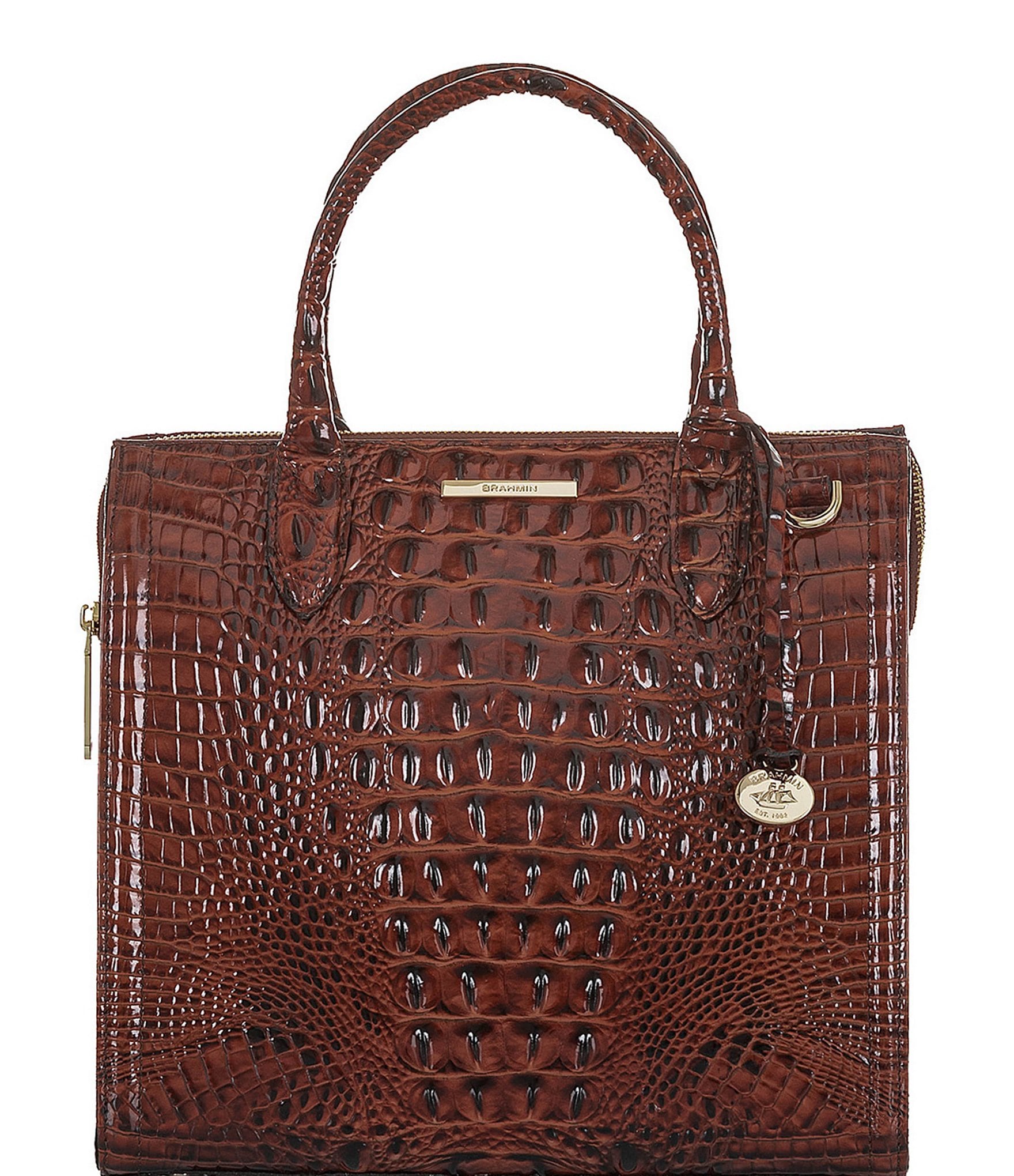 BRAHMIN Melbourne Collection Caroline Crocodile-Embossed Satchel Bag