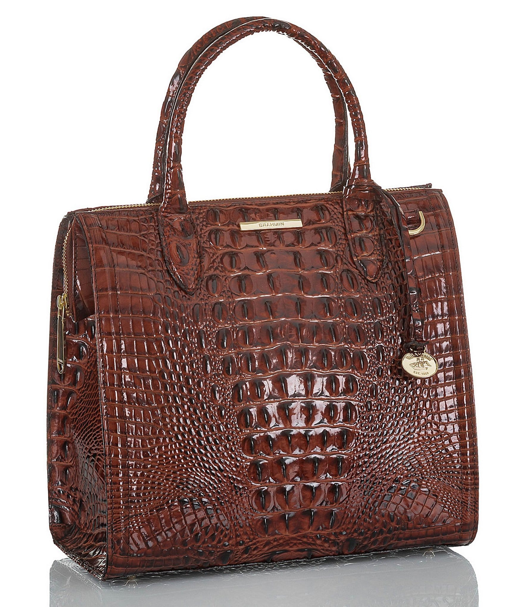 BRAHMIN Melbourne Collection Caroline Crocodile-Embossed Satchel Bag