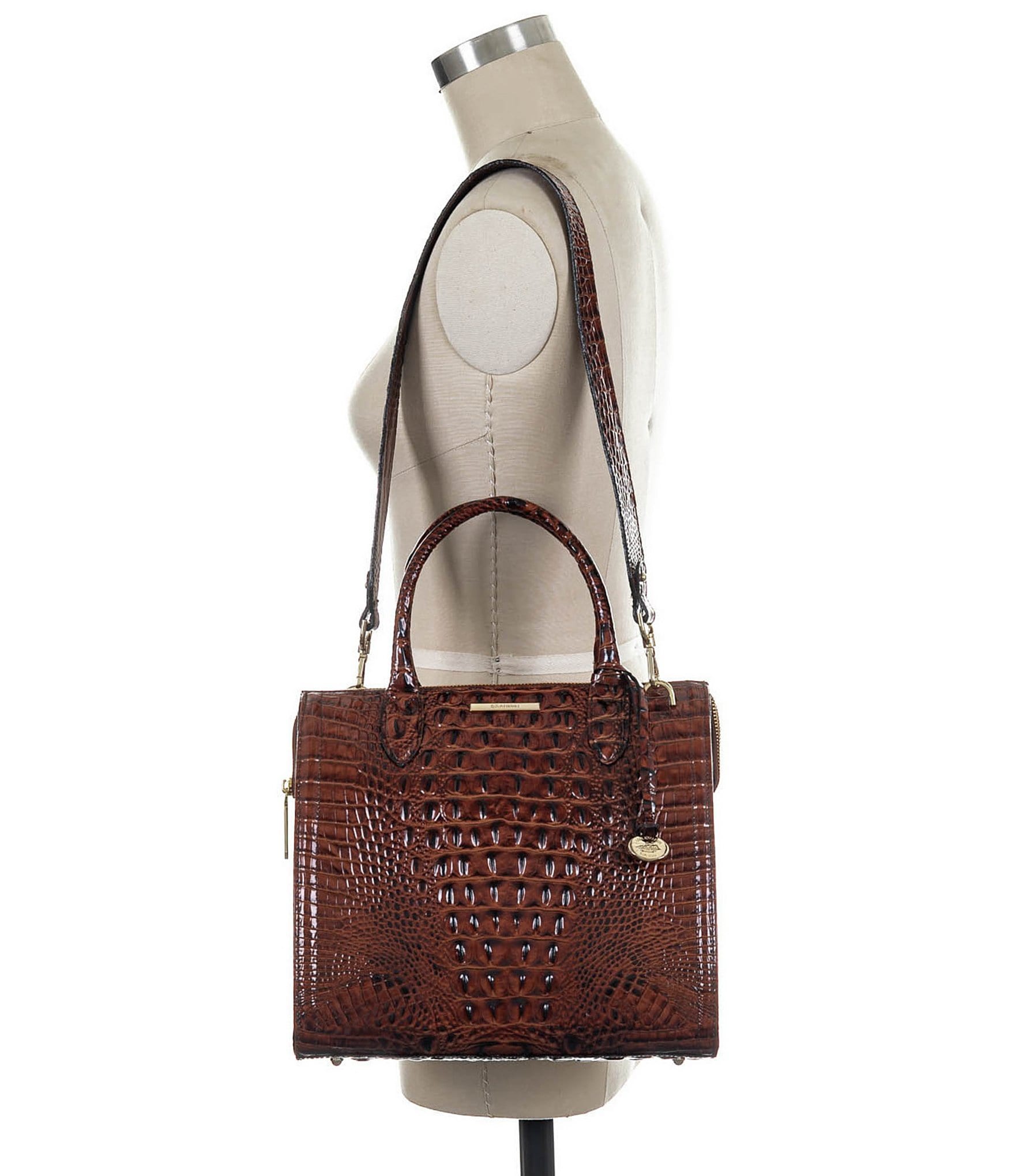 BRAHMIN Melbourne Collection Caroline Crocodile-Embossed Satchel Bag