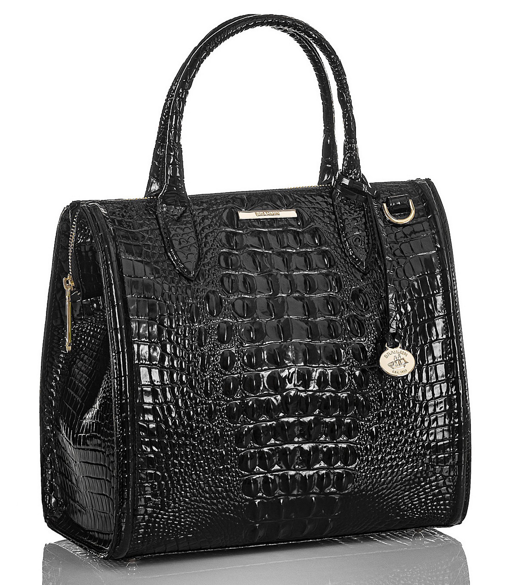 BRAHMIN Melbourne Collection Caroline Crocodile-Embossed Satchel Bag