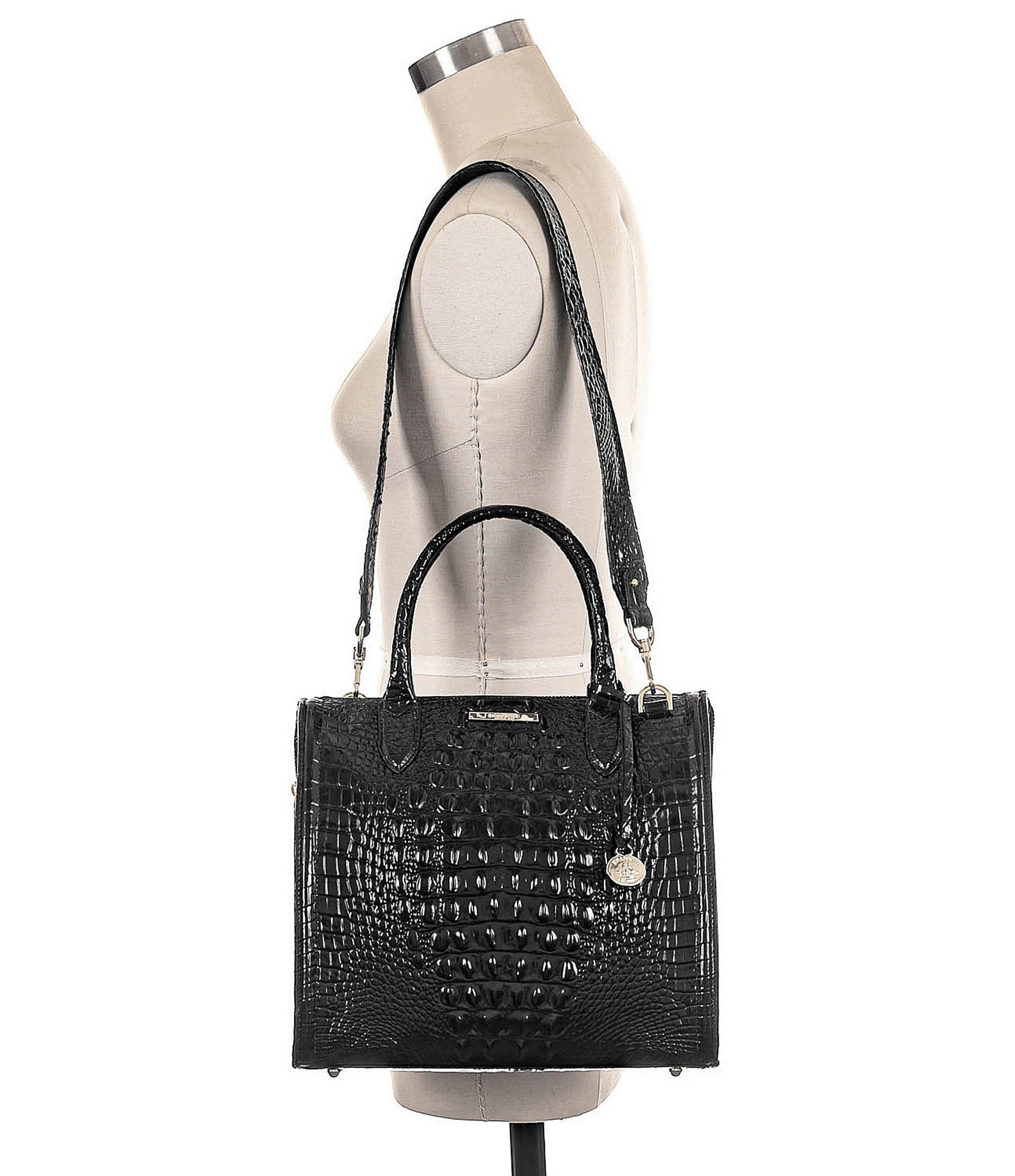 BRAHMIN Melbourne Collection Caroline Crocodile-Embossed Satchel Bag