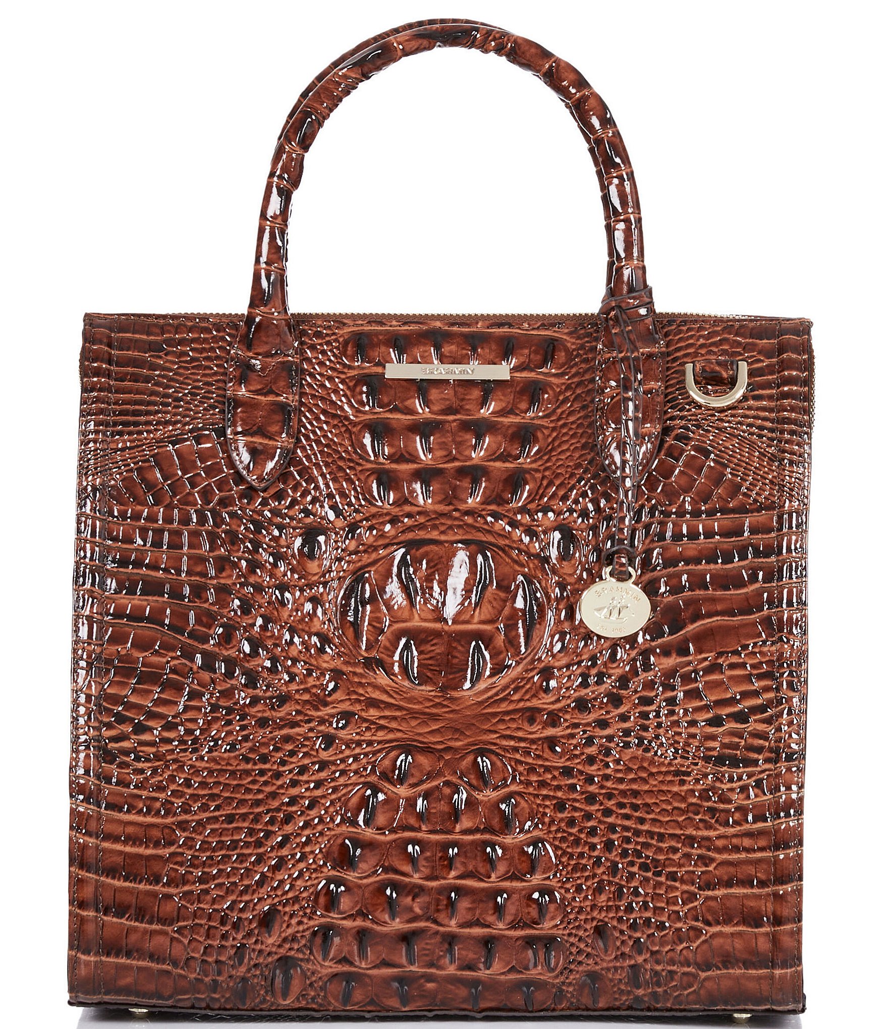 BRAHMIN Melbourne Collection Caroline Crocodile-Embossed Satchel Bag