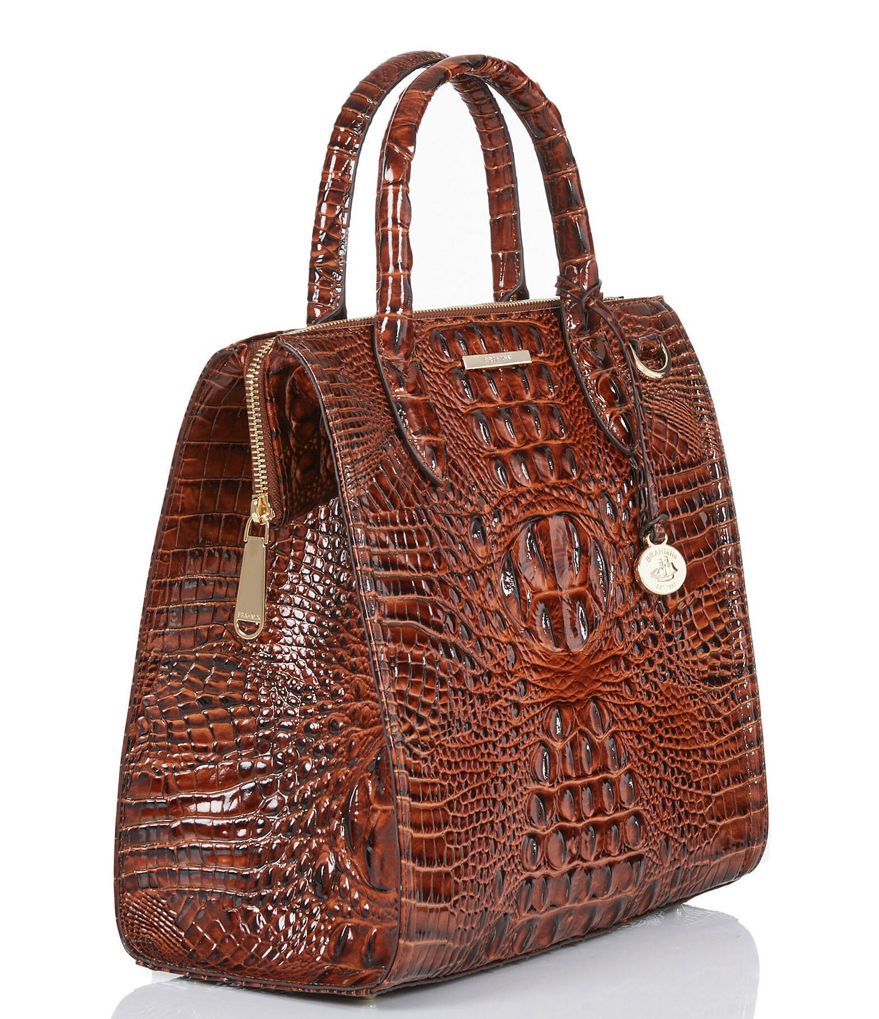 BRAHMIN Melbourne Collection Caroline Crocodile-Embossed Satchel Bag