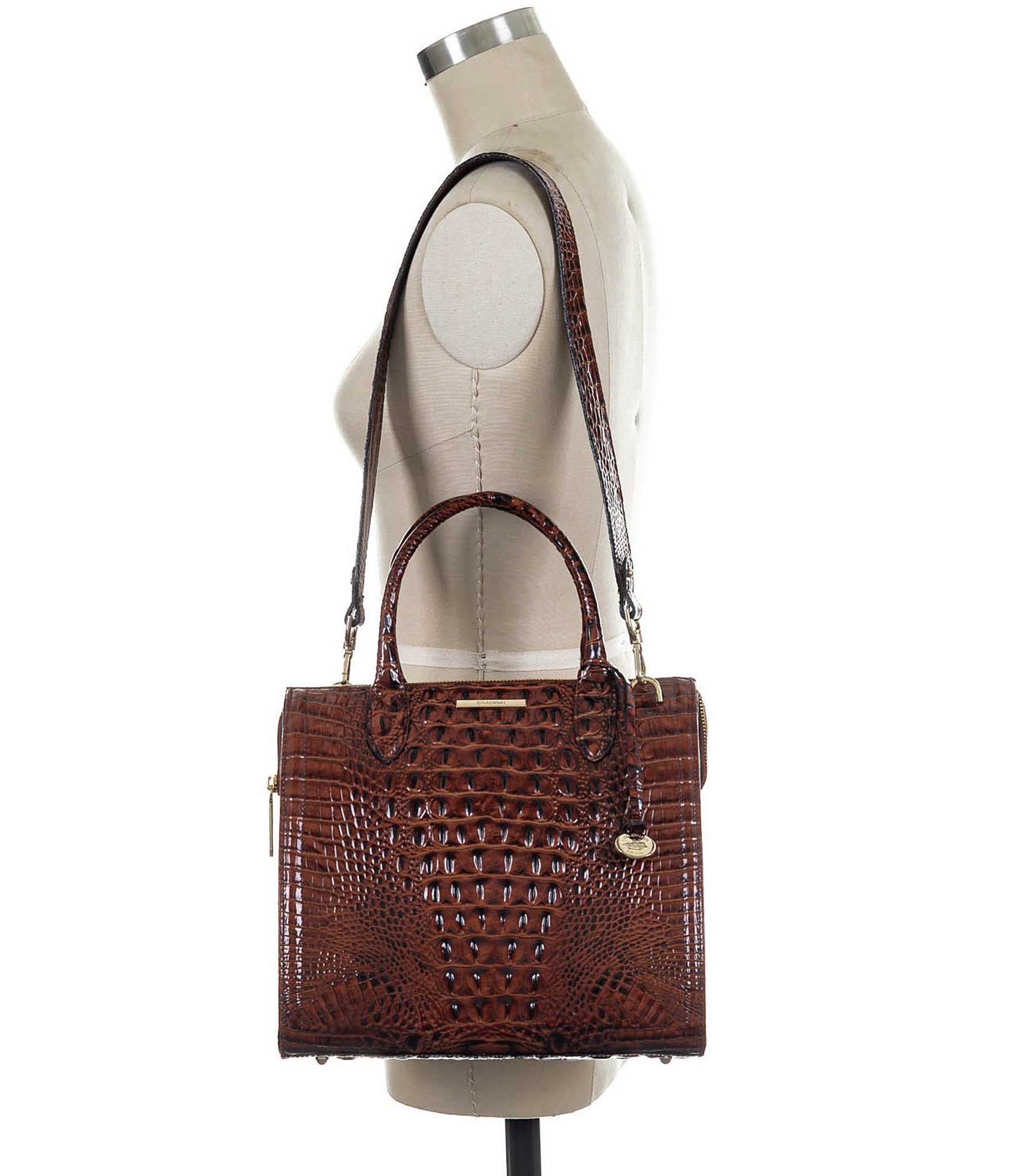 BRAHMIN Melbourne Collection Caroline Crocodile-Embossed Satchel Bag