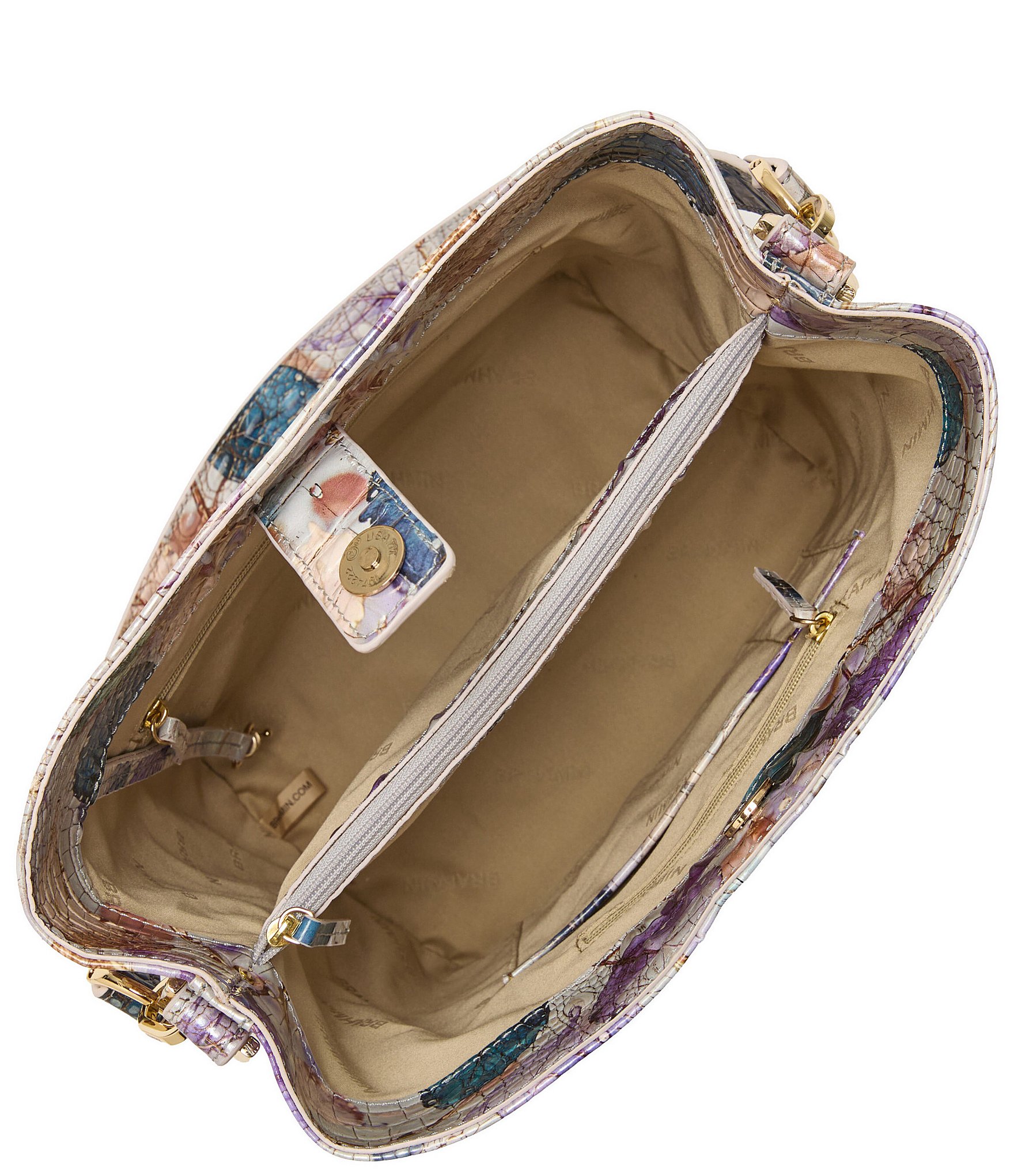 BRAHMIN Melbourne Collection Celina Frosted Leaf Bucket Bag