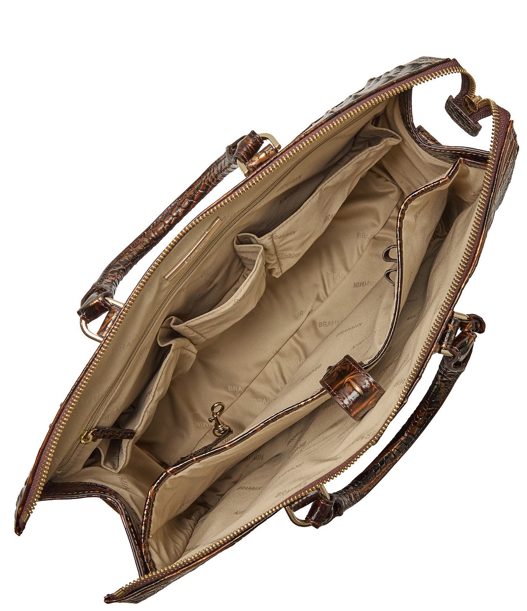 BRAHMIN Melbourne Collection Chocolate Laptop Business Tote Handle Bag