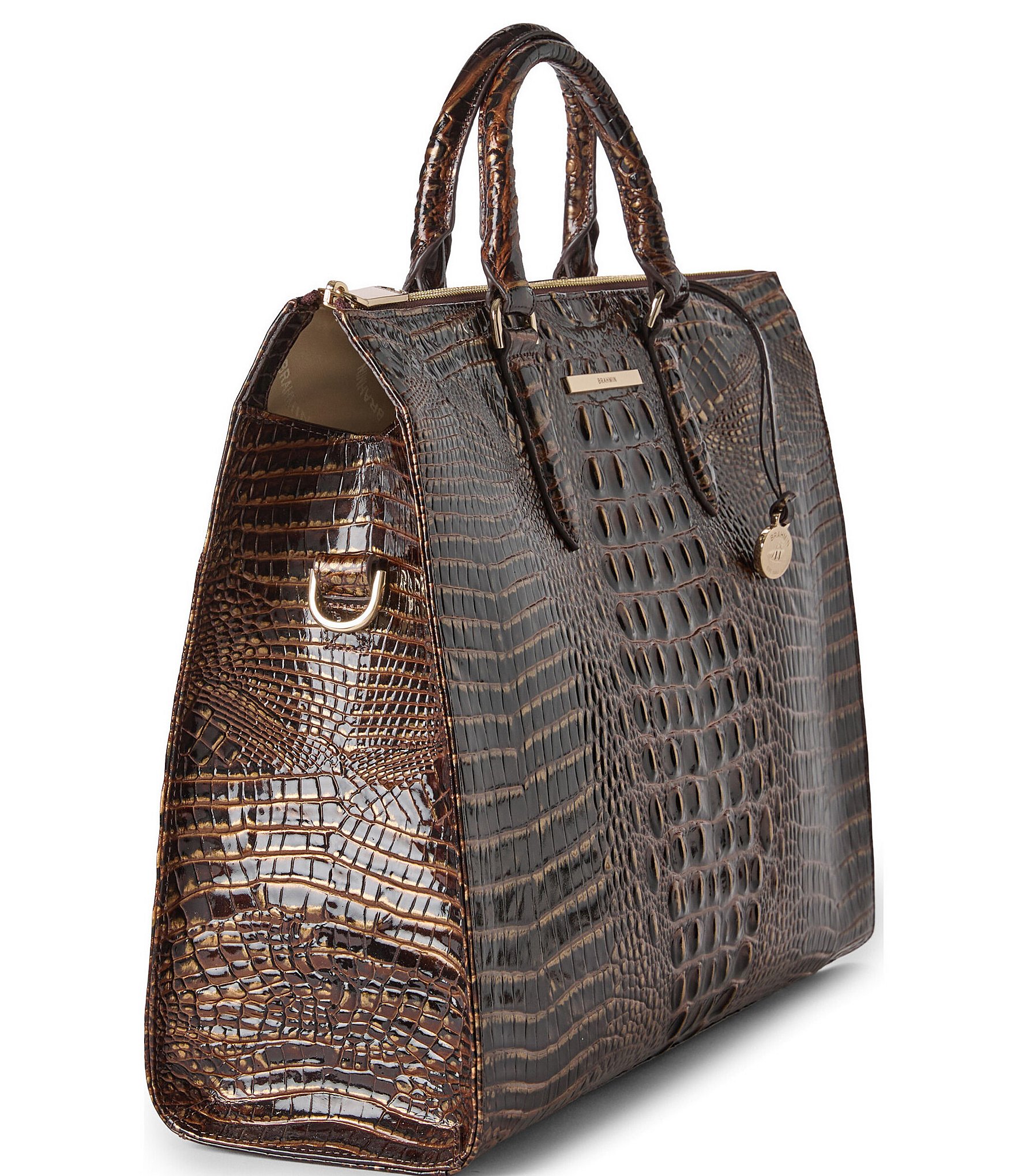 BRAHMIN Melbourne Collection Chocolate Laptop Business Tote Handle Bag