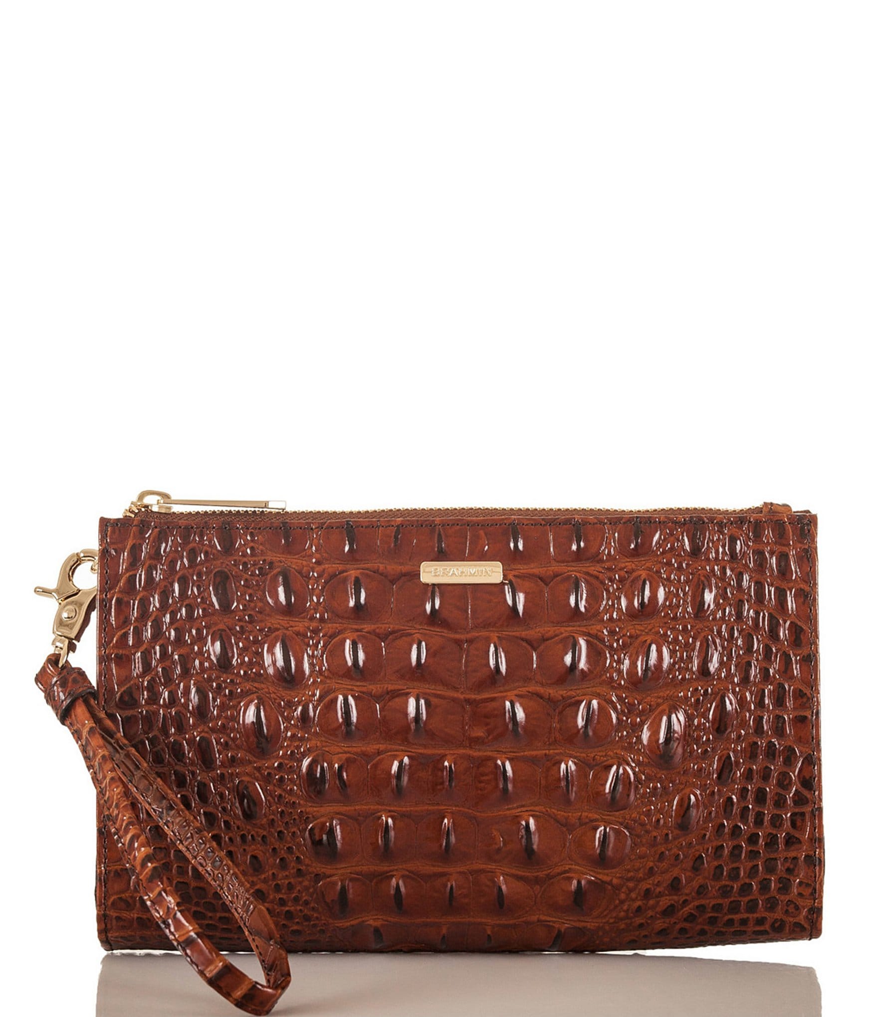 BRAHMIN Melbourne Collection Crocodile-Embossed Daisy Wristlet