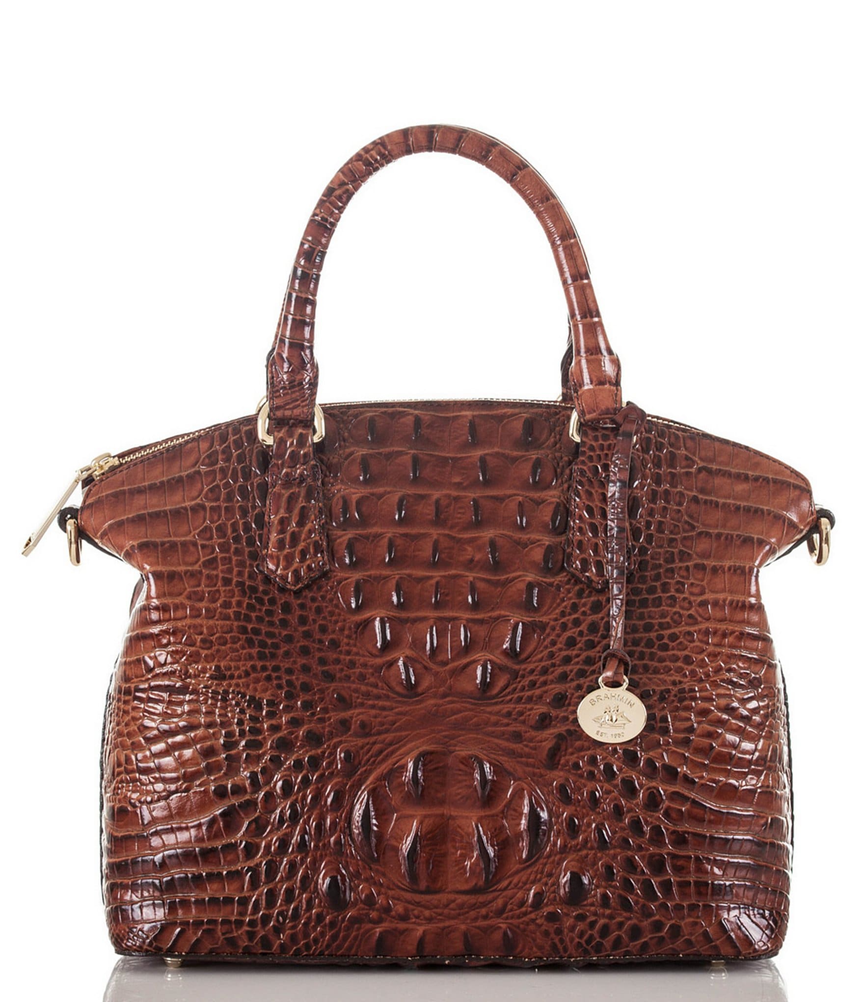 BRAHMIN Melbourne Collection Duxbury Leather Crocodile-Embossed Satchel Bag