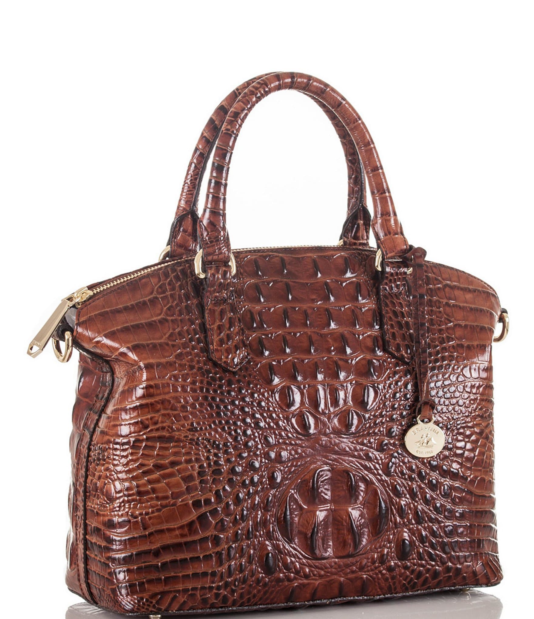 BRAHMIN Melbourne Collection Duxbury Leather Crocodile-Embossed Satchel Bag