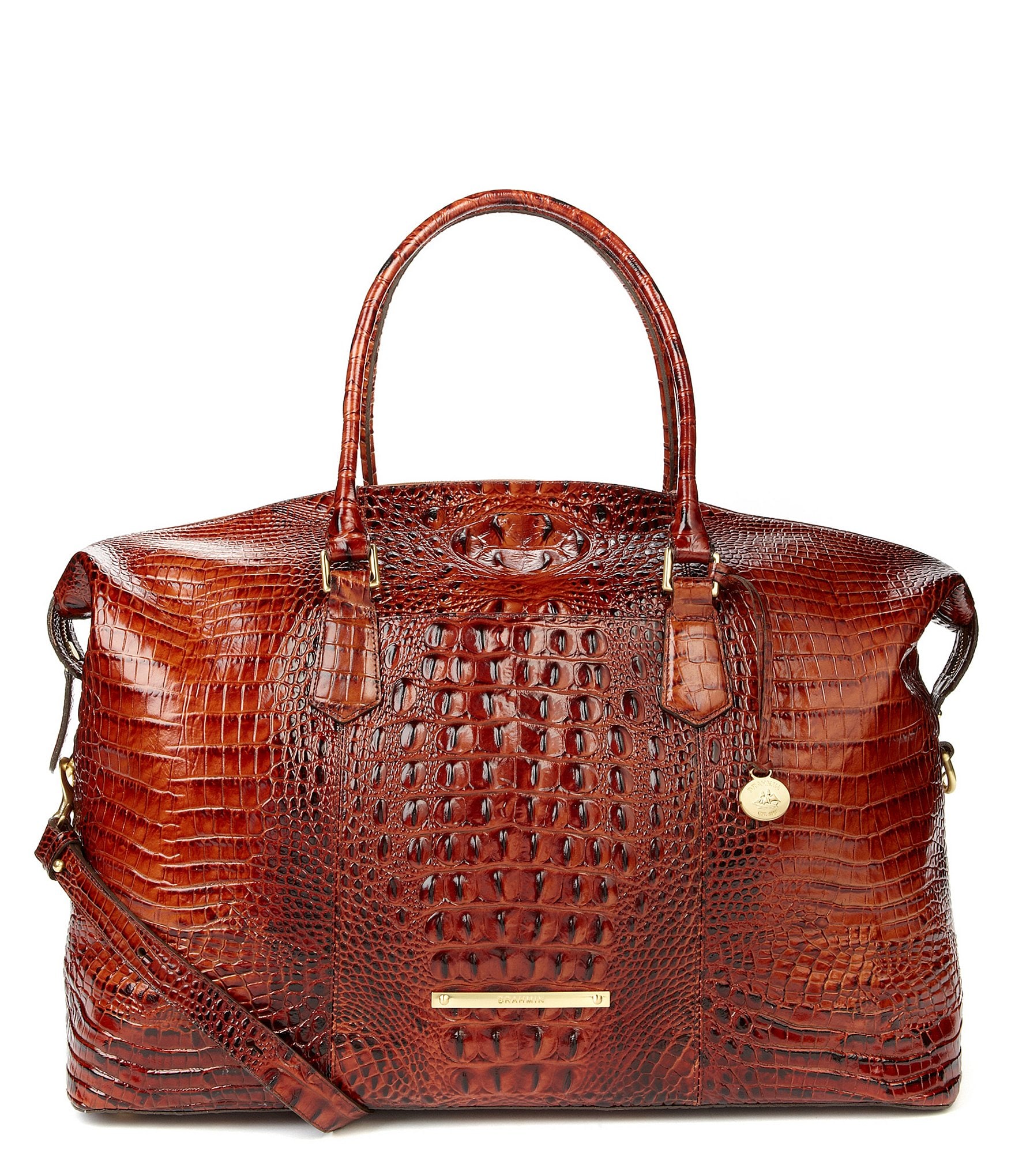 BRAHMIN Melbourne Collection Duxbury Crocodile-Embossed Weekender Bag