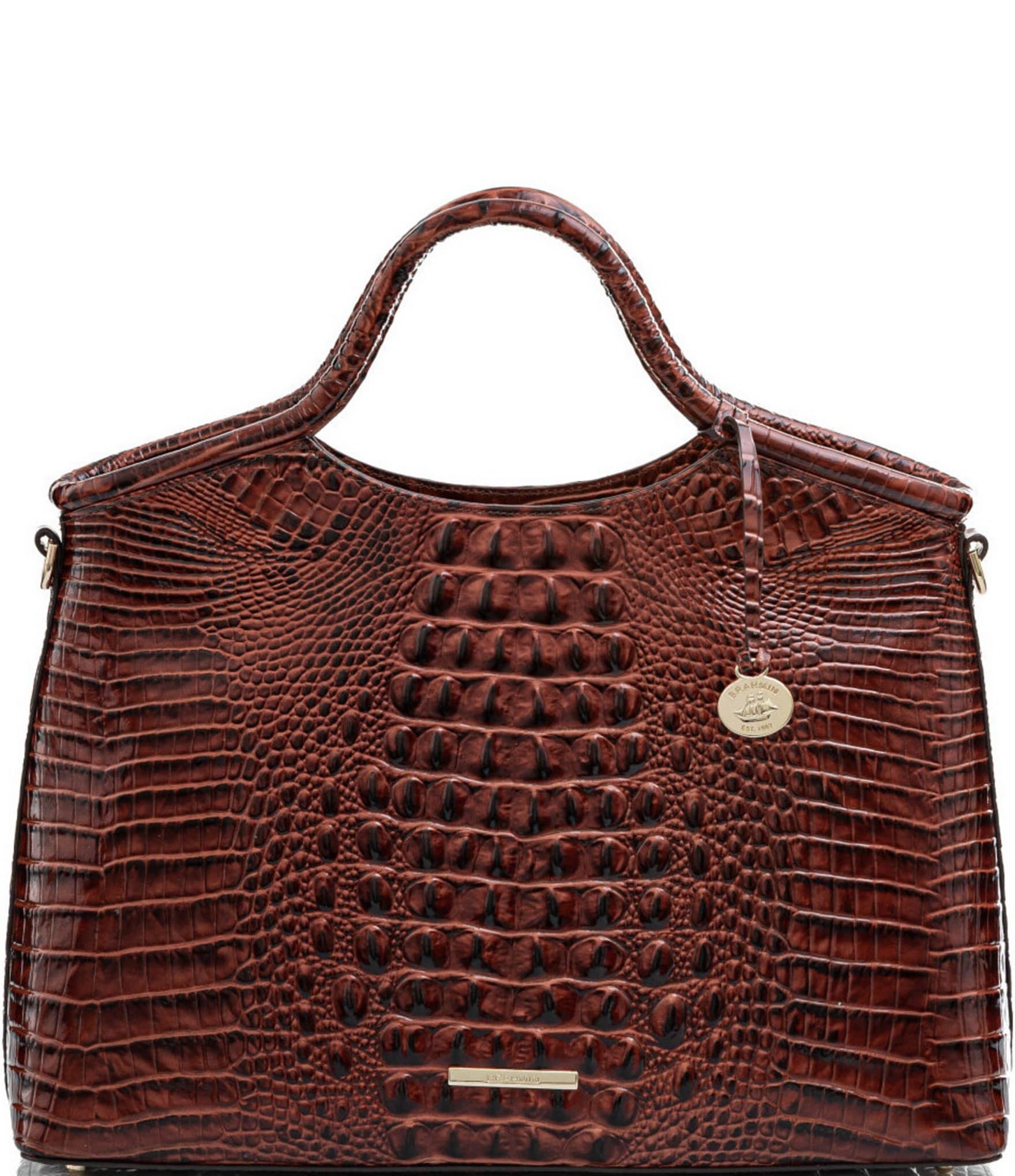 BRAHMIN Melbourne Collection Duxbury Leather Crocodile-Embossed Satchel Bag  | Dillard's