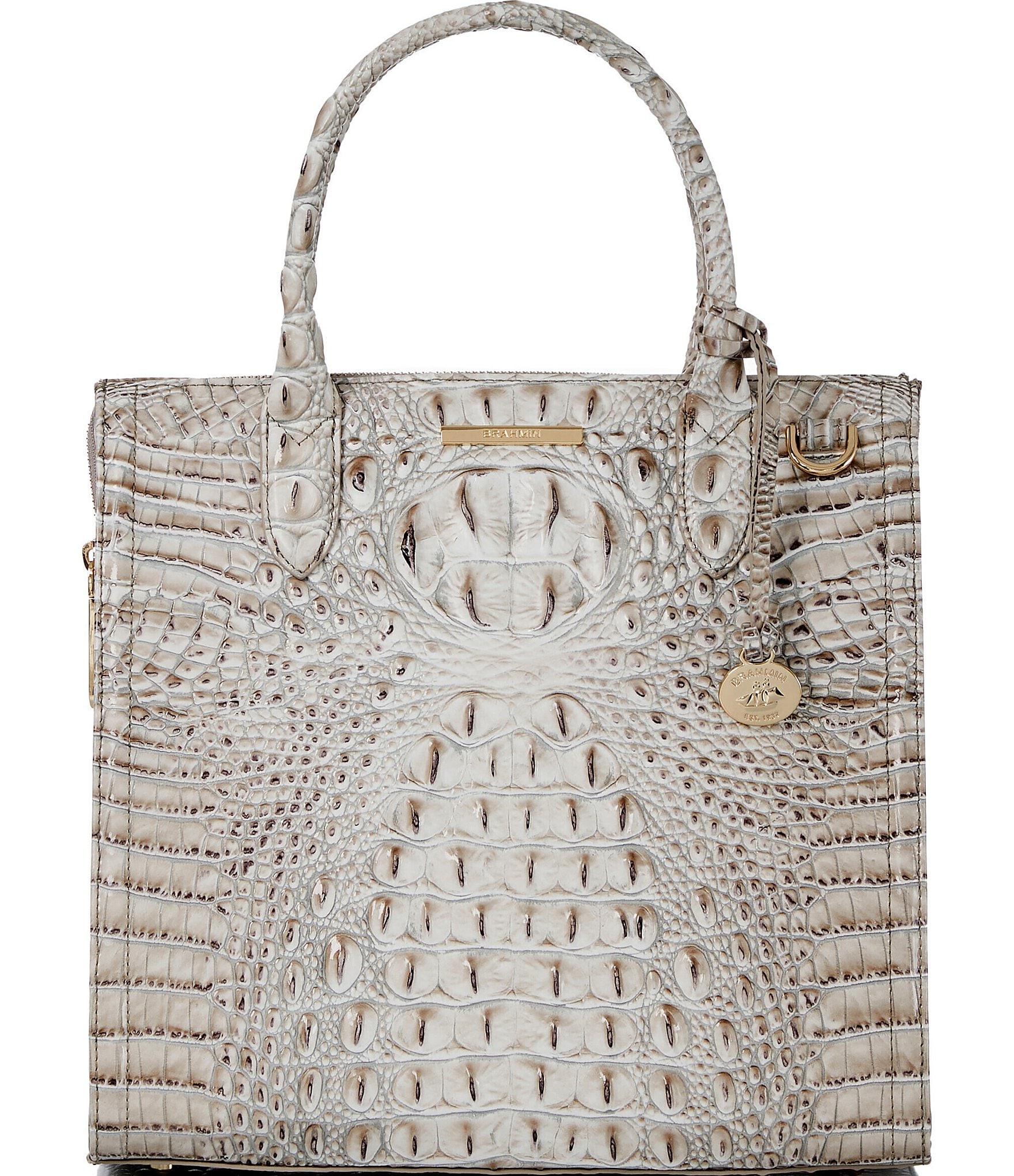 BRAHMIN Melbourne Collection Fairest Grey Caroline Satchel Bag