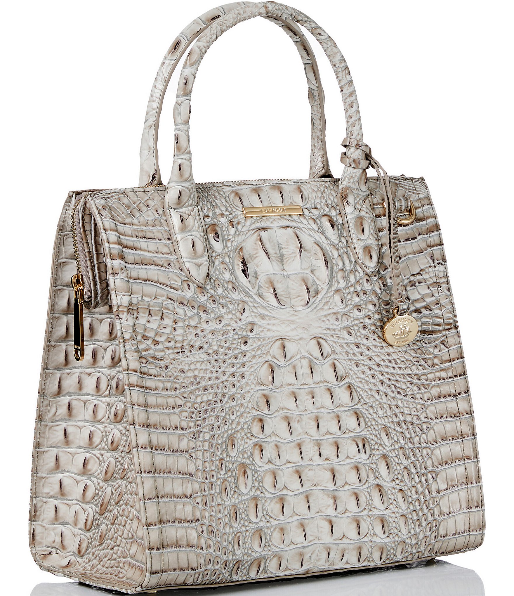 BRAHMIN Melbourne Collection Fairest Grey Caroline Satchel Bag