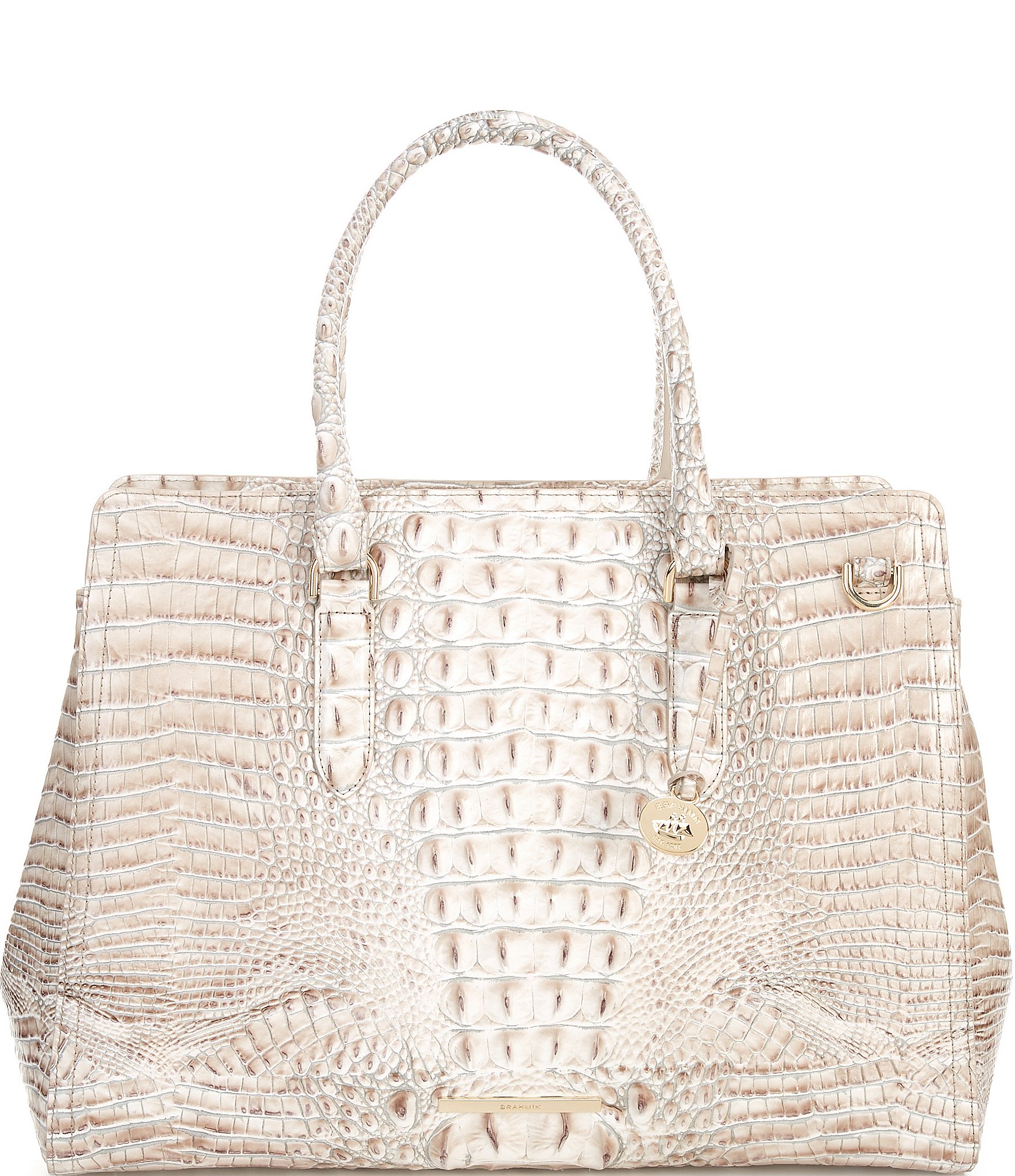 BRAHMIN Melbourne Collection Fairest Grey Finley Leather Crocodile ...