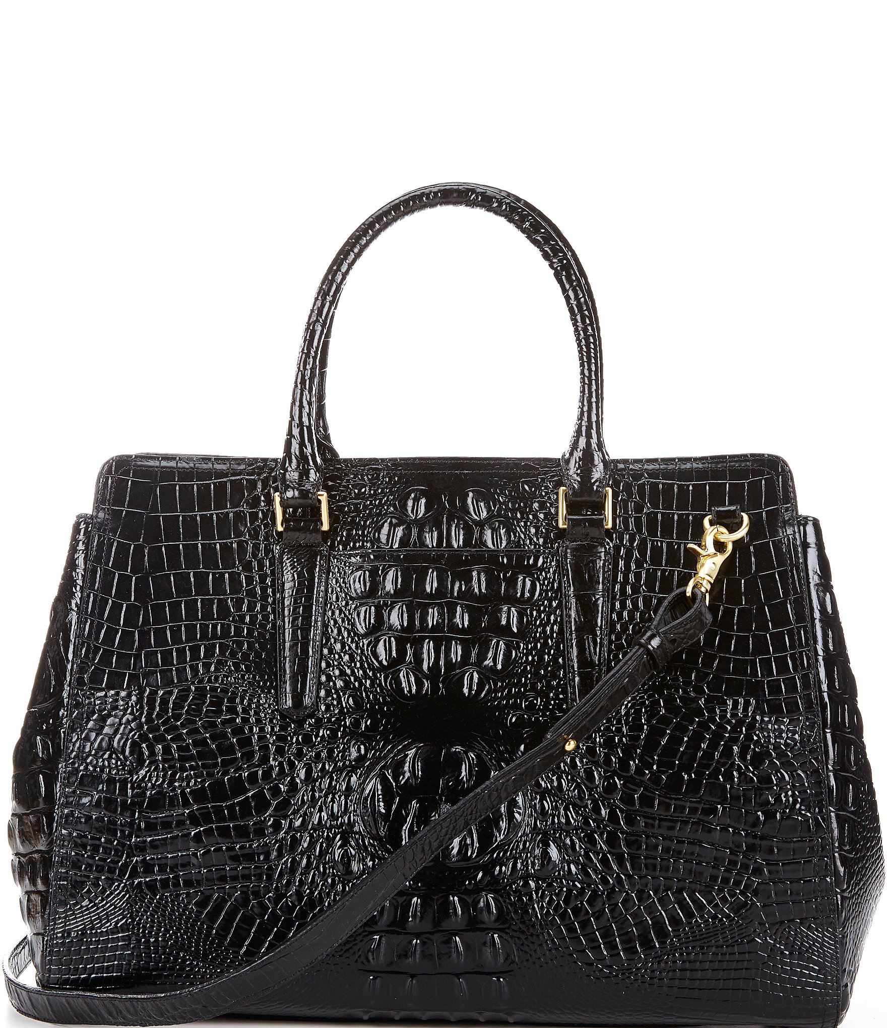 BRAHMIN Melbourne Collection Finley Leather Crocodile-Embossed Carryall Satchel Tote Bag