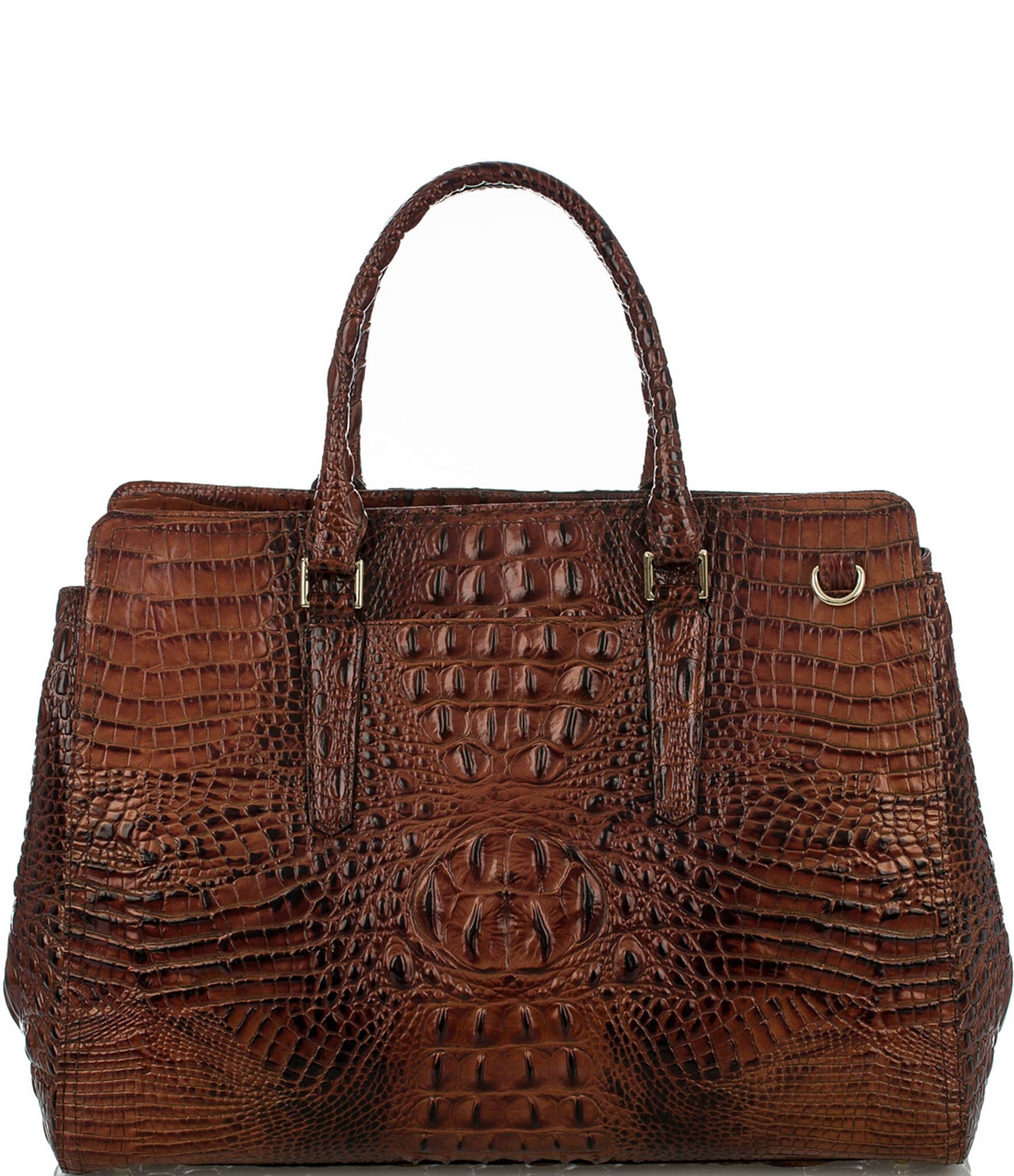 BRAHMIN Melbourne Collection Finley Leather Crocodile-Embossed Carryall Satchel Tote Bag