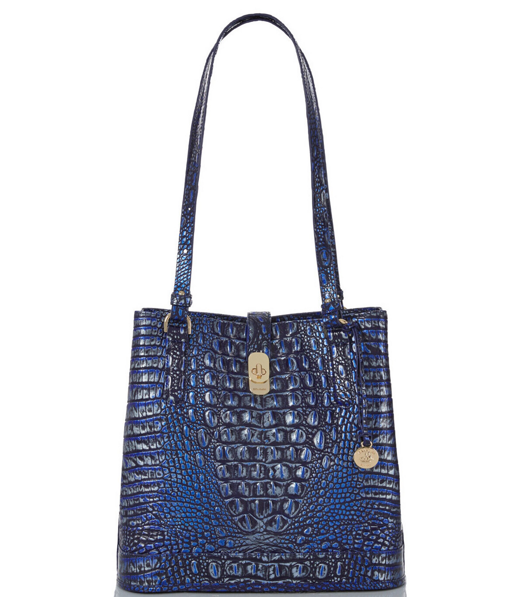 BRAHMIN Melbourne Collection Shira Expression Crocodile Embossed Bucket Bag