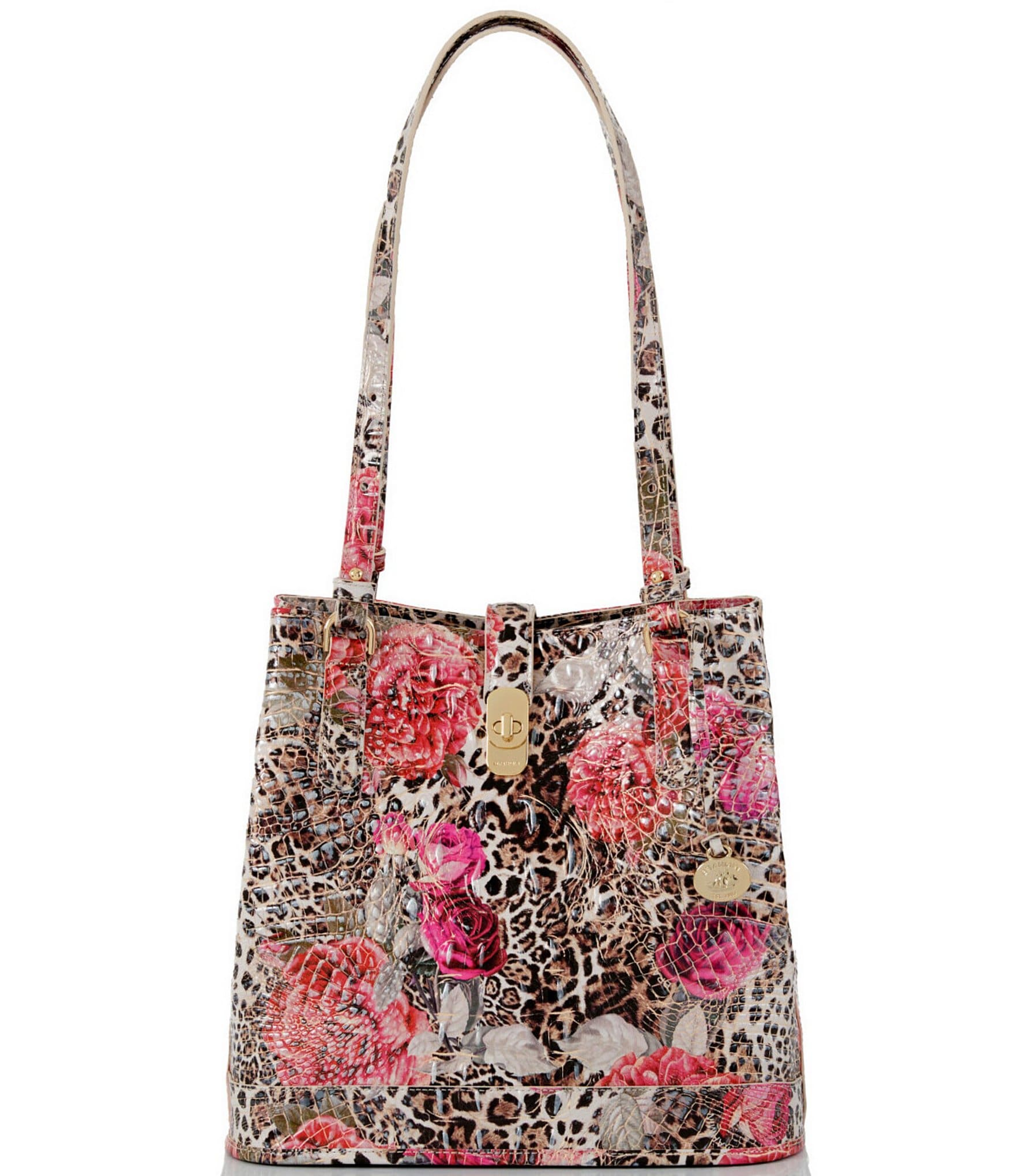 BRAHMIN Melbourne Collection Fiora Ermine Floral Shoulder Bucket Bag ...